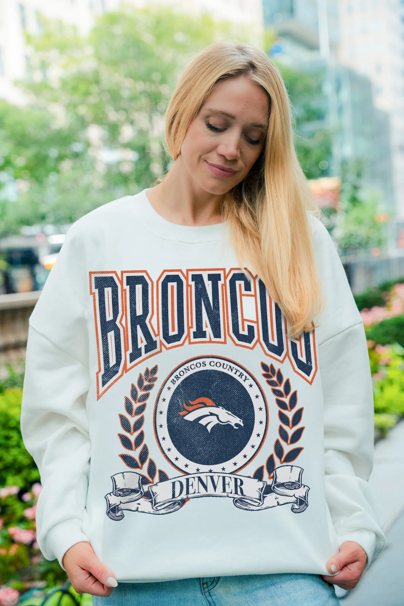 DENVER BRONCOS STAY COOL PREMIUM FLEECE CREWNECK PULLOVER - Image 2