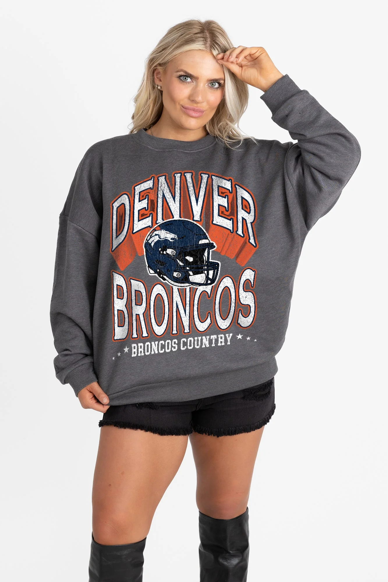 DENVER BRONCOS STAY COOL PREMIUM FLEECE CREWNECK PULLOVER BY RANDI MAHOMES - Image 3