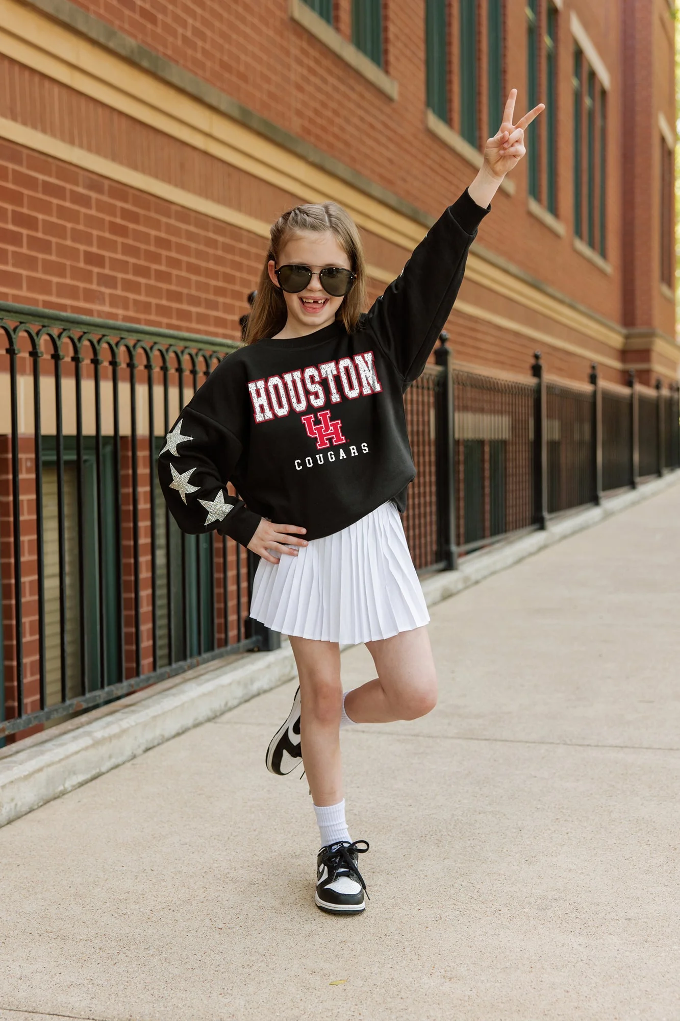HOUSTON COUGARS VELOCITY KIDS STAR SLEEVE CREWNECK PULLOVER