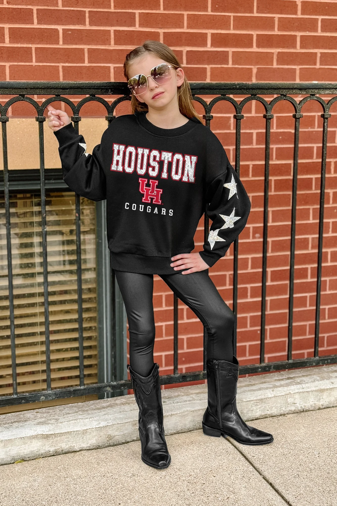 HOUSTON COUGARS VELOCITY KIDS STAR SLEEVE CREWNECK PULLOVER - Image 3