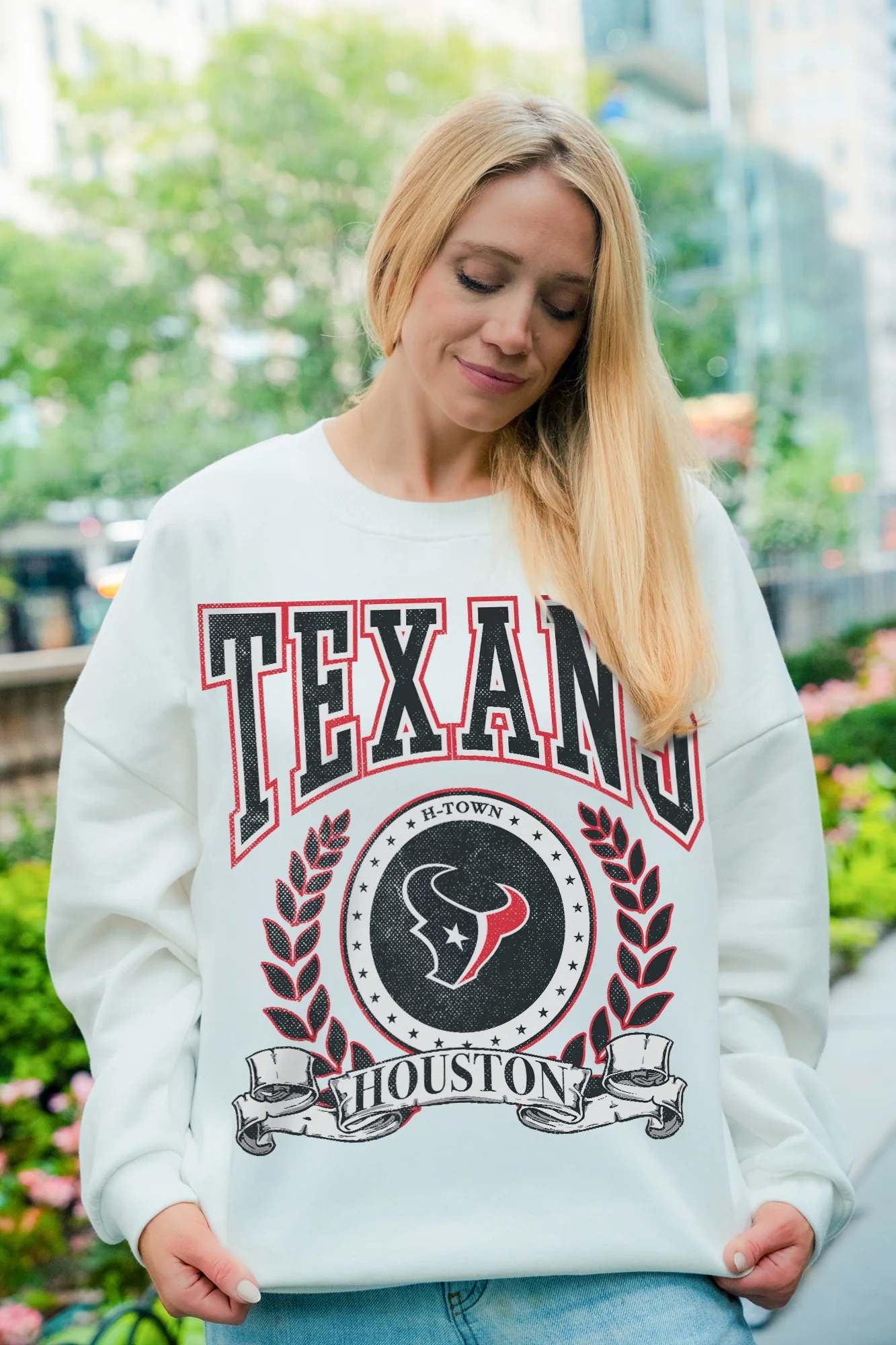 HOUSTON TEXANS STAY COOL PREMIUM FLEECE CREWNECK PULLOVER - Image 2