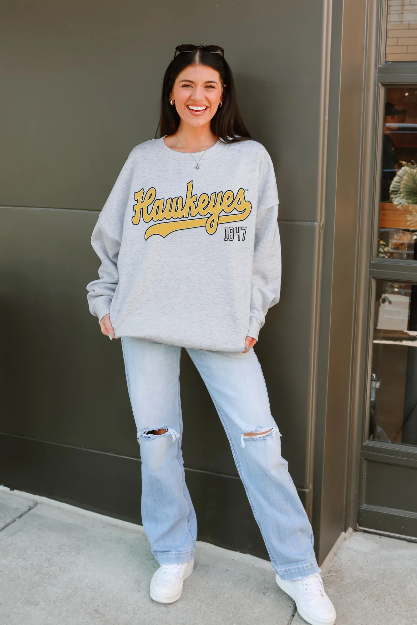 IOWA HAWKEYES CLASSIC WIN PREMIUM FLEECE CREWNECK PULLOVER - Image 2
