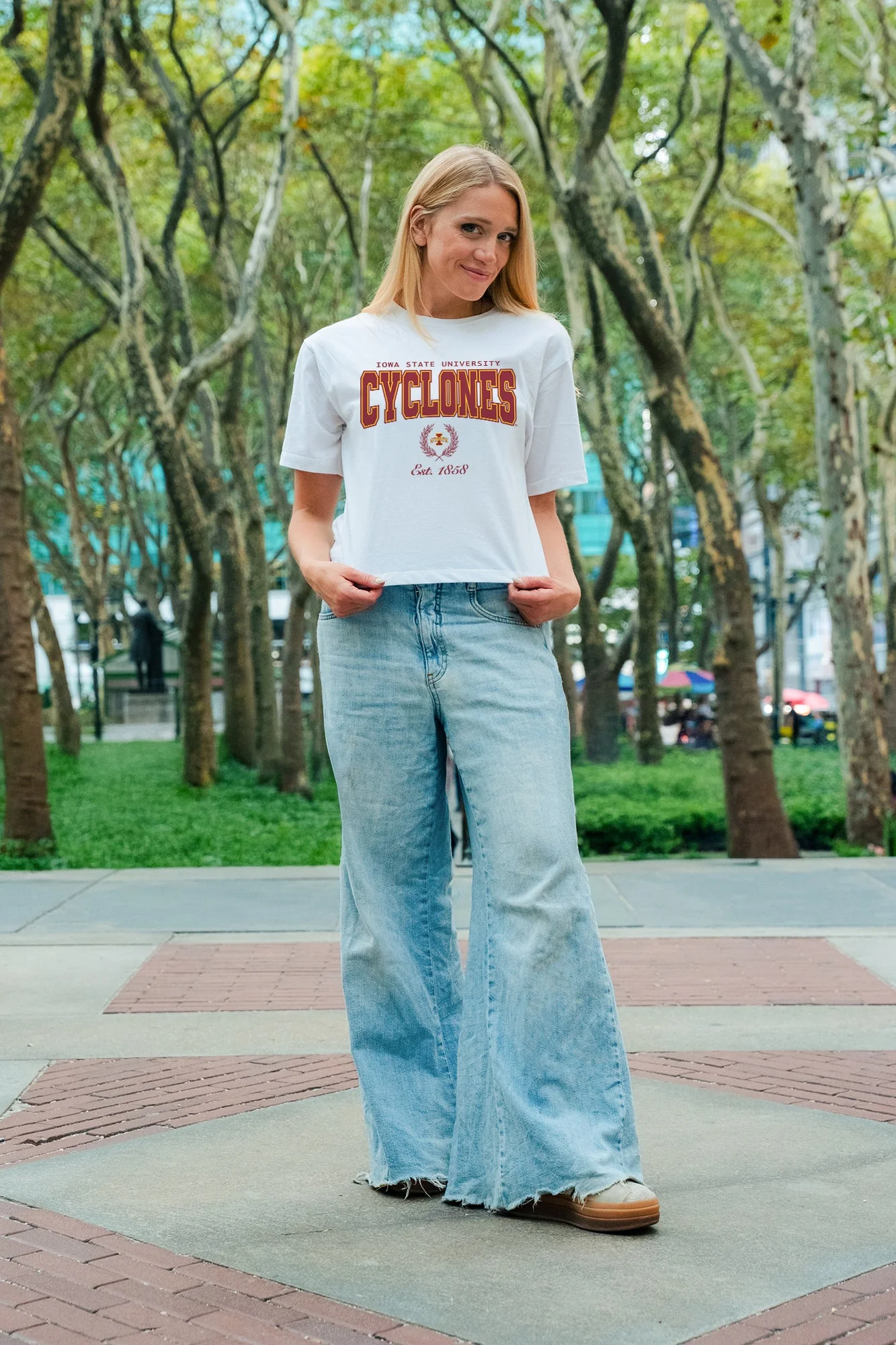 IOWA STATE CYCLONES EASY WIN BOXY FIT CROP TEE - Image 2