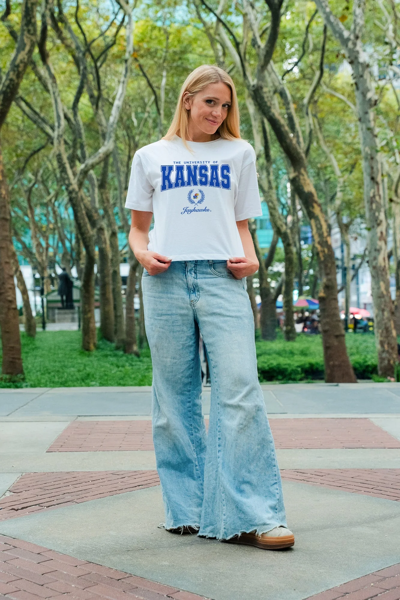 KANSAS JAYHAWKS EASY WIN BOXY FIT CROP TEE - Image 2