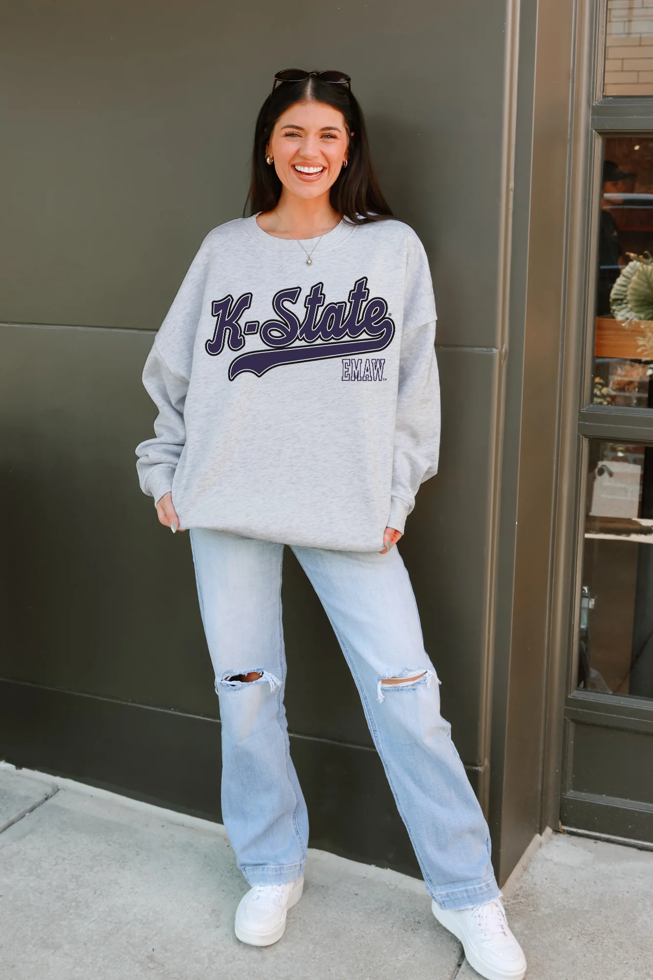 KANSAS STATE WILDCATS CLASSIC WIN PREMIUM FLEECE CREWNECK PULLOVER - Image 2