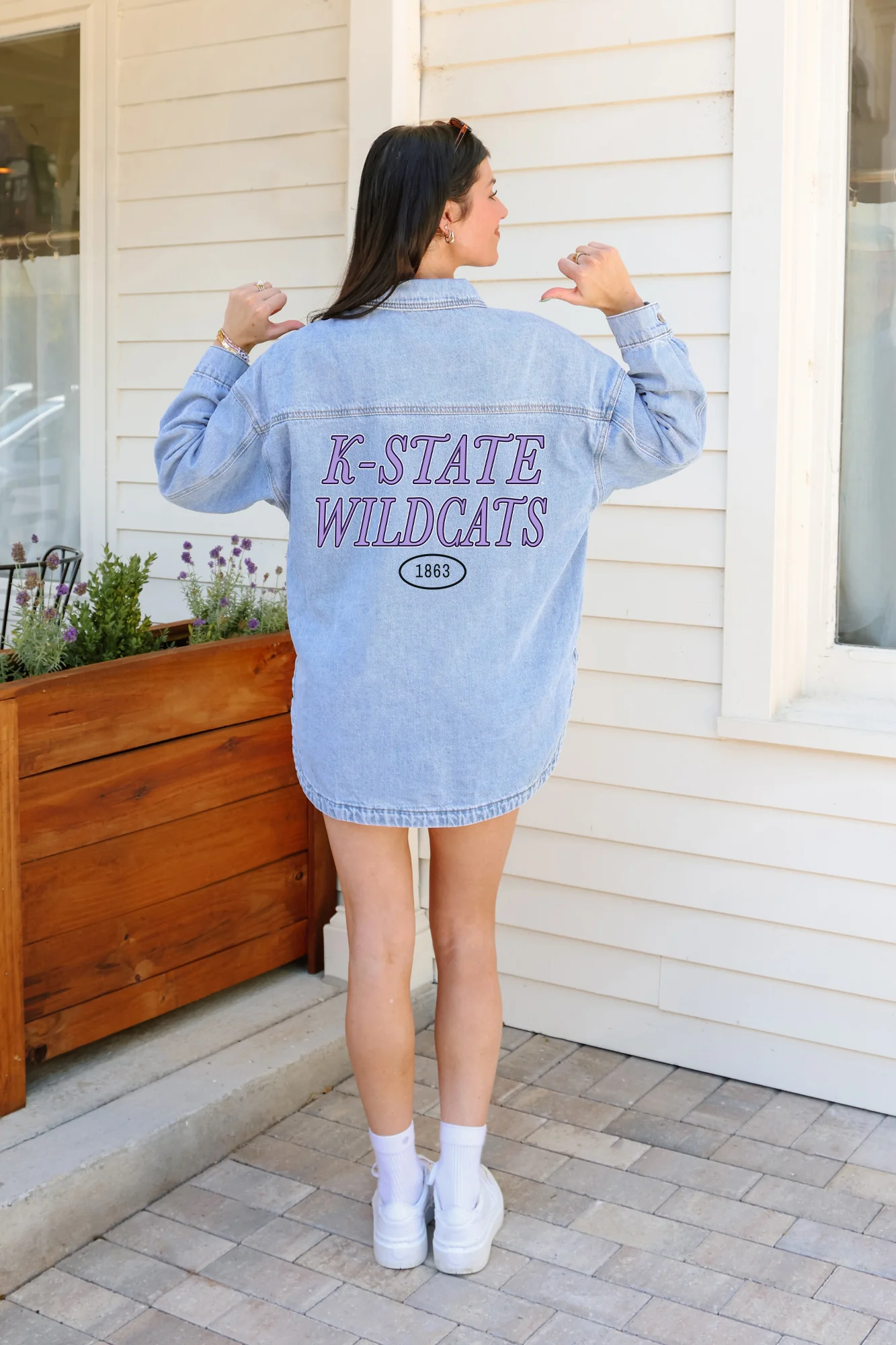 KANSAS STATE WILDCATS OVERSIZED DENIM JACKET - Image 3