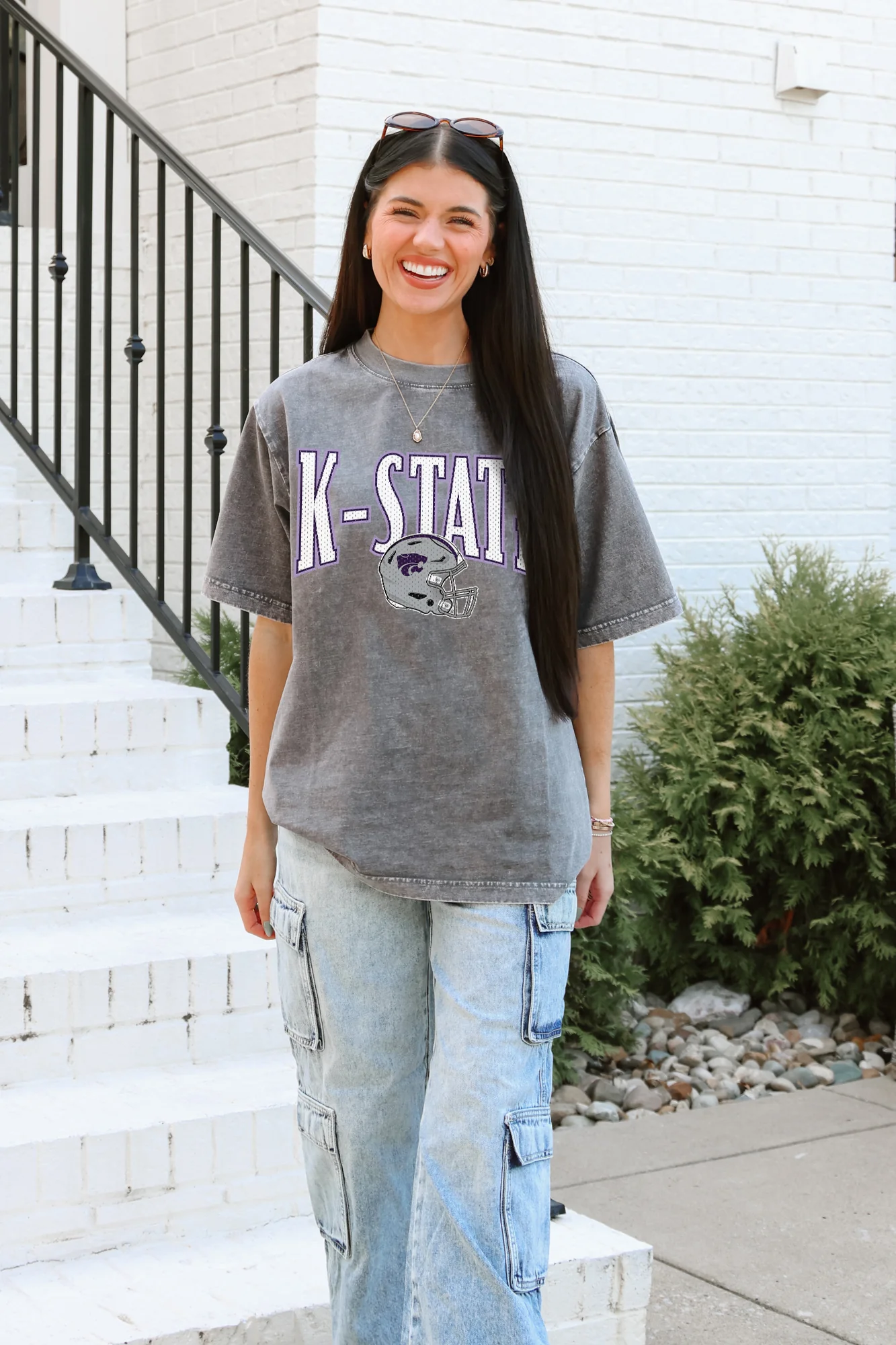 KANSAS STATE WILDCATS PLAYBOOK WIN OVERSIZED CREWNECK TEE