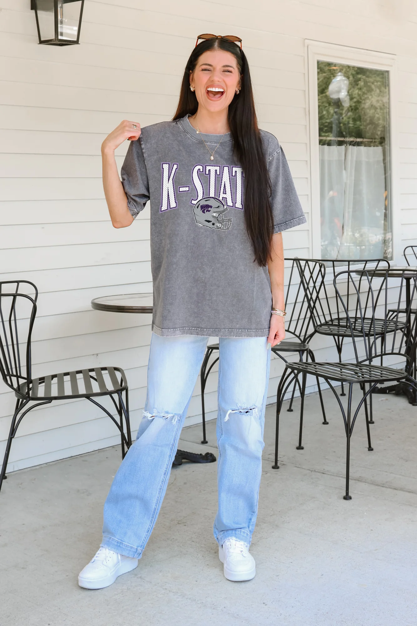 KANSAS STATE WILDCATS PLAYBOOK WIN OVERSIZED CREWNECK TEE - Image 2