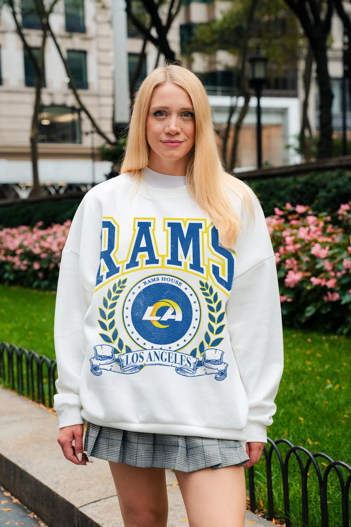 LOS ANGELES RAMS STAY COOL PREMIUM FLEECE CREWNECK PULLOVER