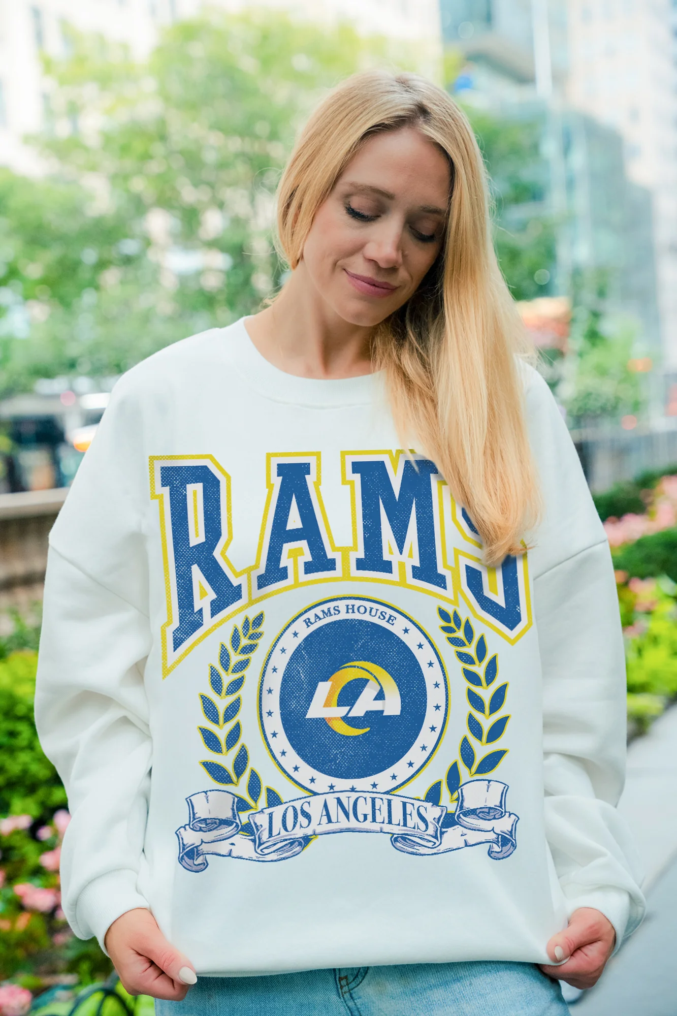 LOS ANGELES RAMS STAY COOL PREMIUM FLEECE CREWNECK PULLOVER - Image 2