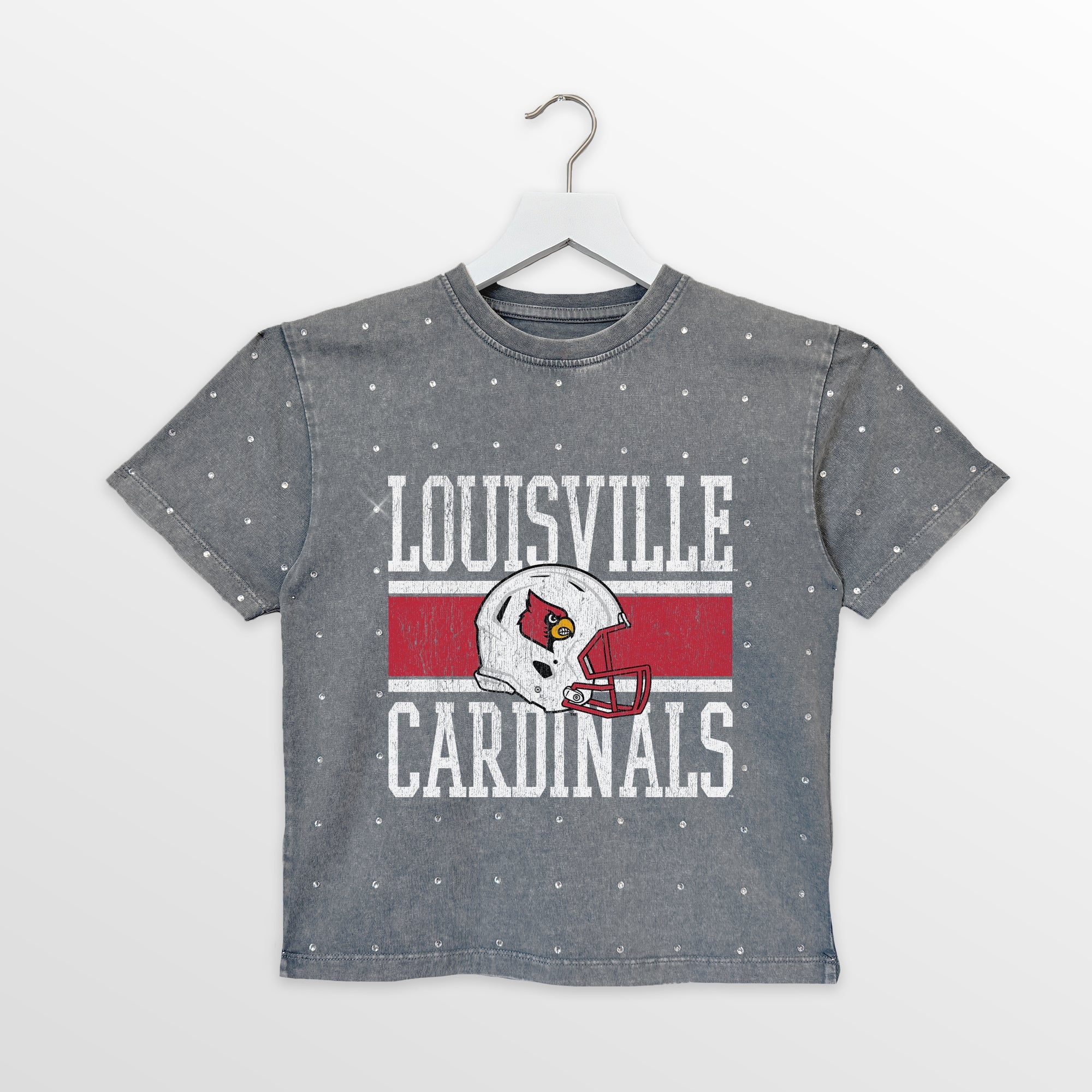 LOUISVILLE CARDINALS ON THE BALL KIDS MINI RHINESTONE OVERSIZED TEE - Image 4