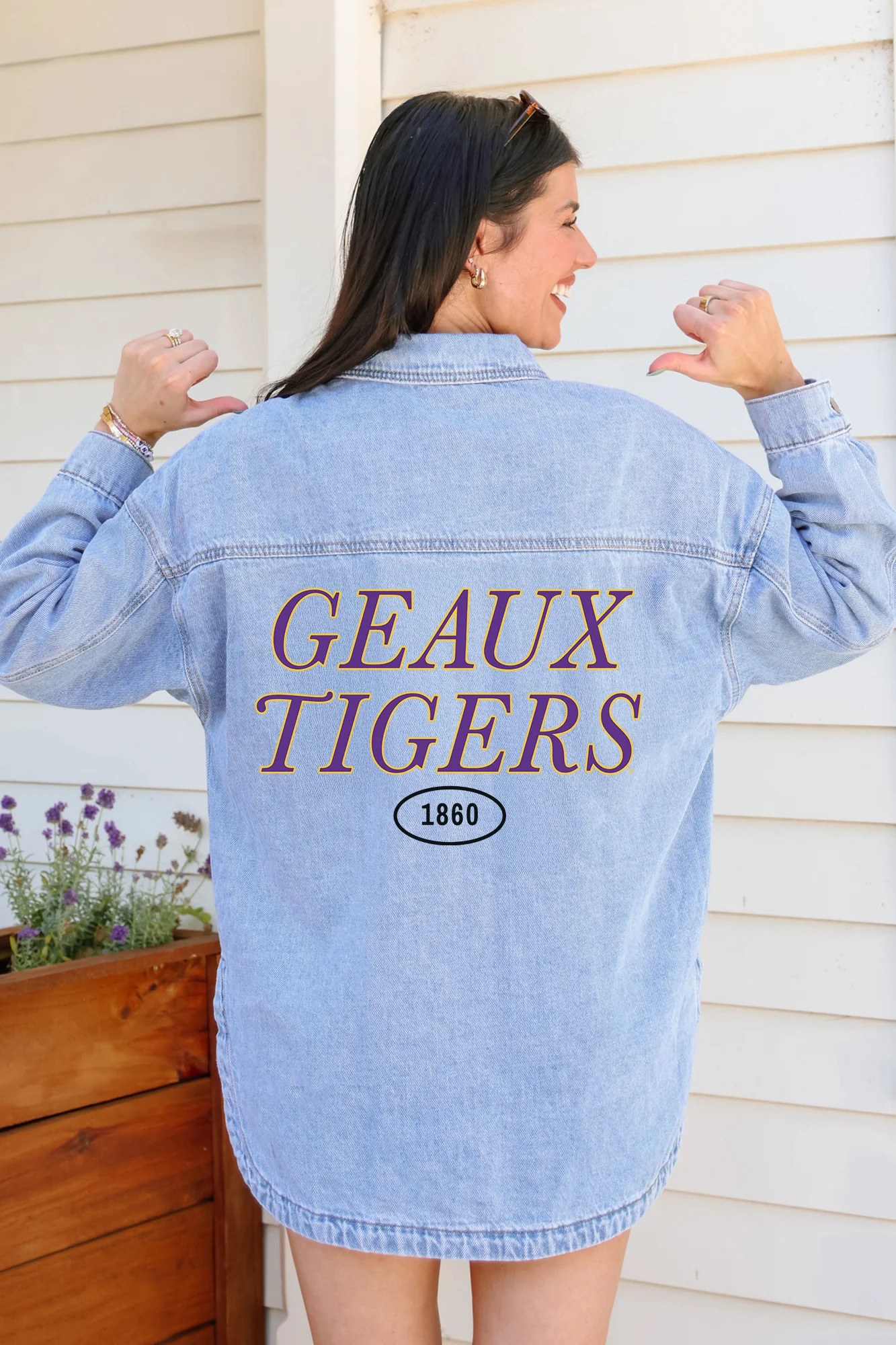 LSU TIGERS OVERSIZED DENIM JACKET