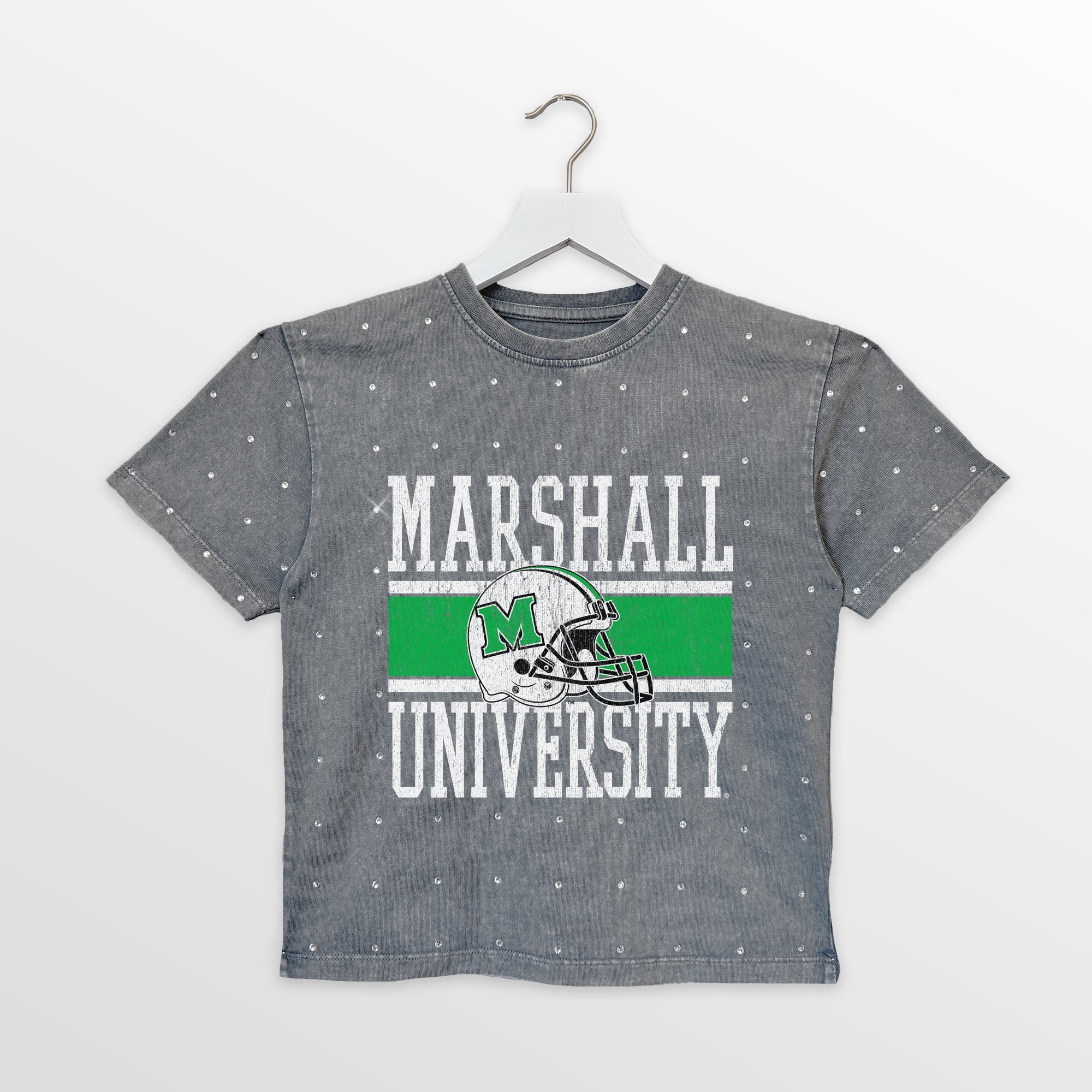 MARSHALL THUNDERING HERD ON THE BALL KIDS MINI RHINESTONE OVERSIZED TEE - Image 4