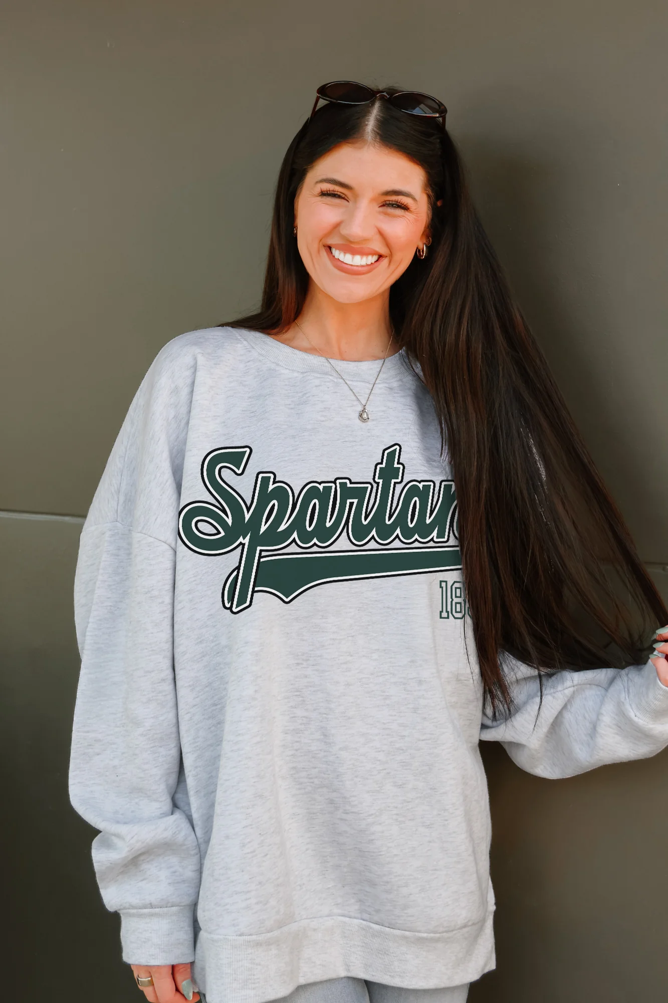 MICHIGAN STATE SPARTANS CLASSIC WIN PREMIUM FLEECE CREWNECK PULLOVER - Image 3
