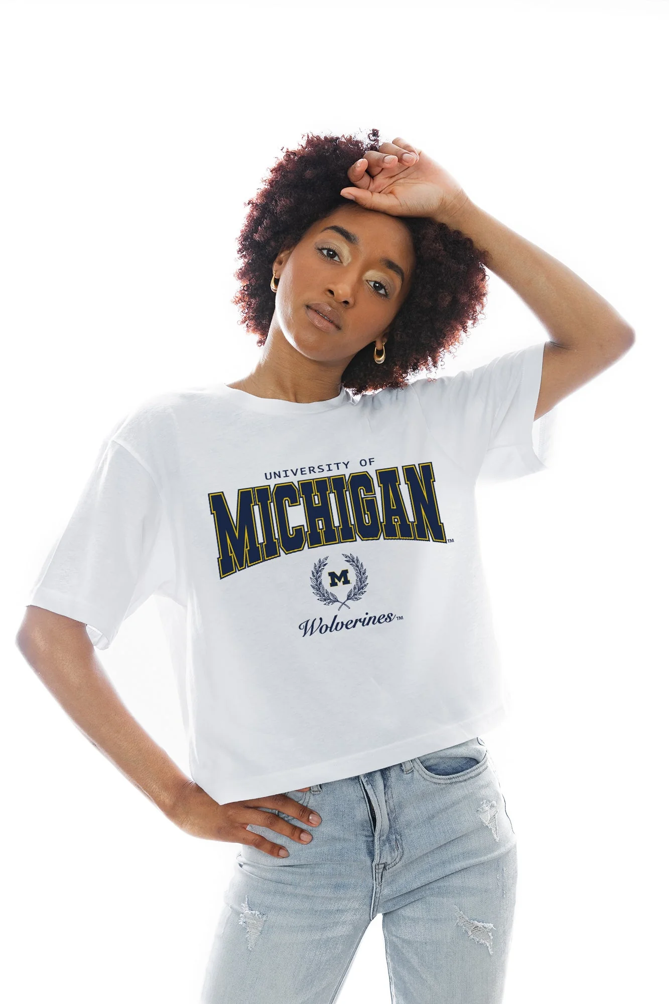 MICHIGAN WOLVERINES EASY WIN BOXY FIT CROP TEE - Image 3
