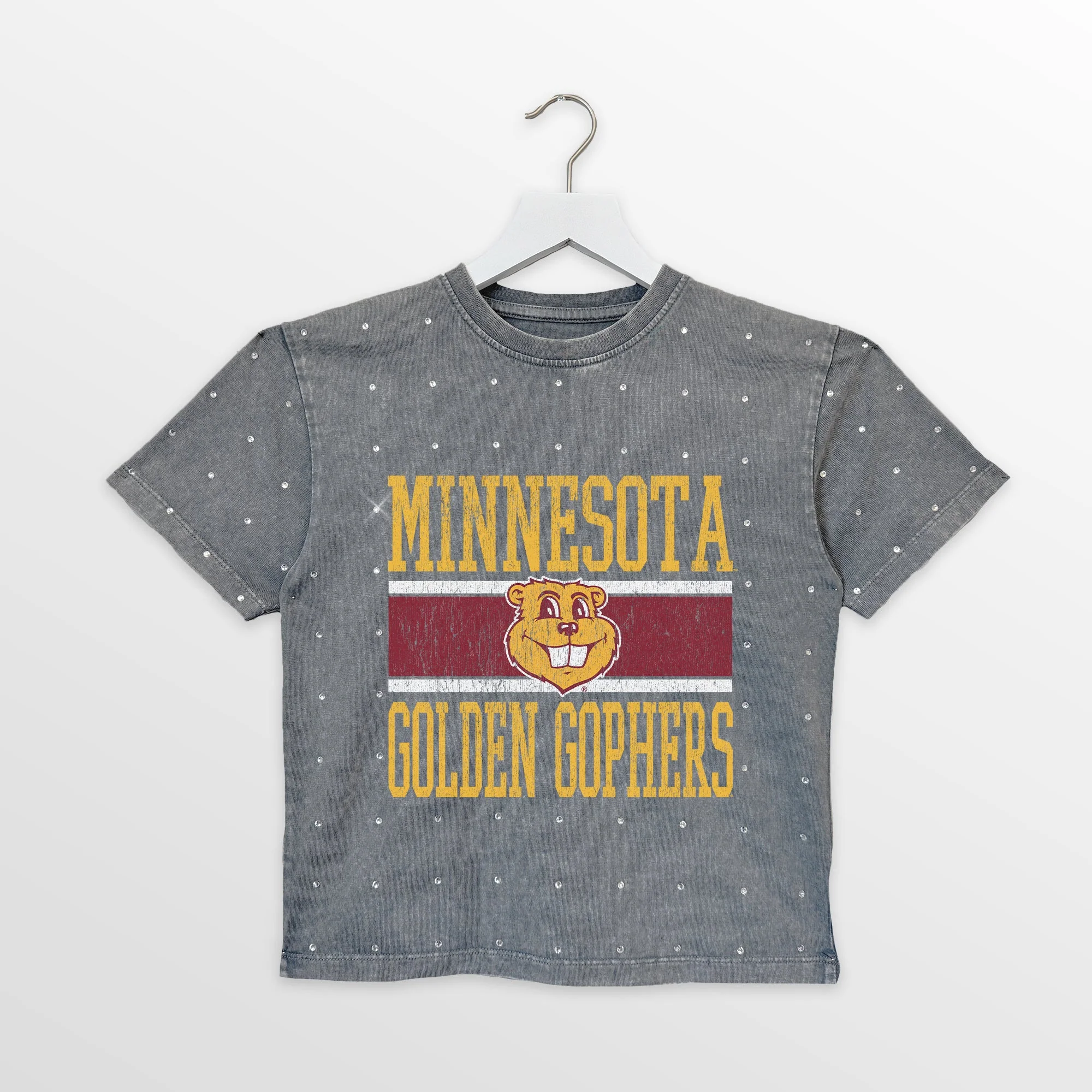 MINNESOTA GOLDEN GOPHERS ON THE BALL KIDS MINI RHINESTONE OVERSIZED TEE - Image 4