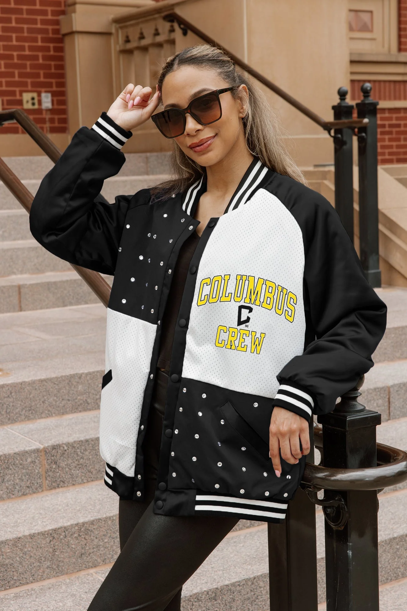 COLUMBUS CREW SC REFINED RIVALRY THROWBACK VARSITY BOMBER JACKET - Image 4