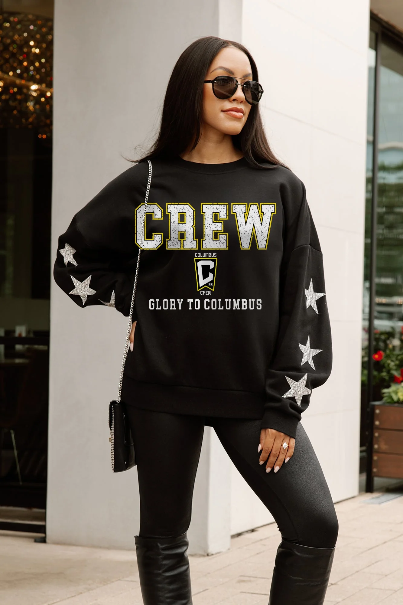 COLUMBUS CREW SC VELOCITY STAR EMBELLISHED CREW SWEATSHIRT