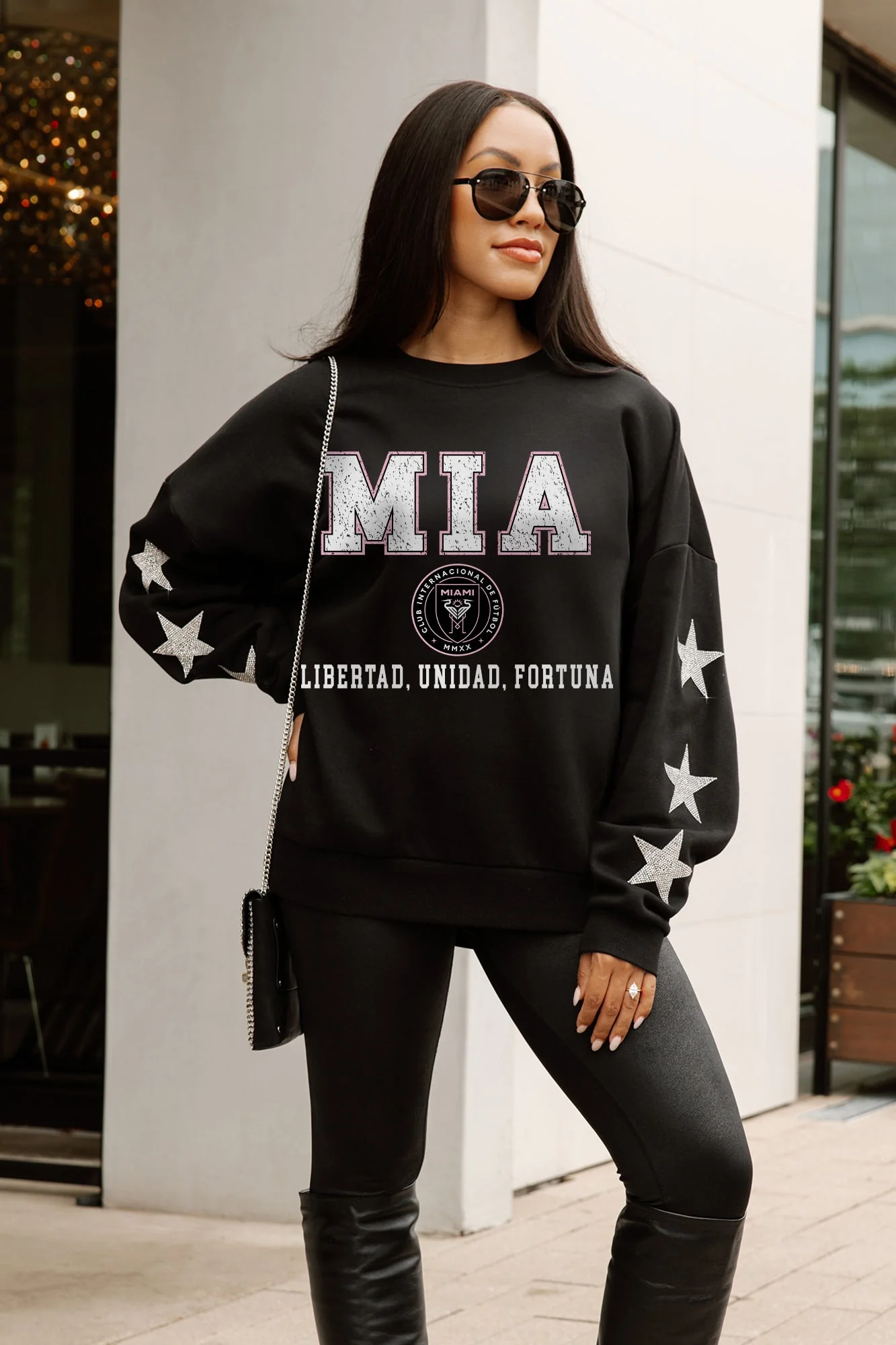 INTER MIAMI CF VELOCITY STAR EMBELLISHED CREW SWEATSHIRT