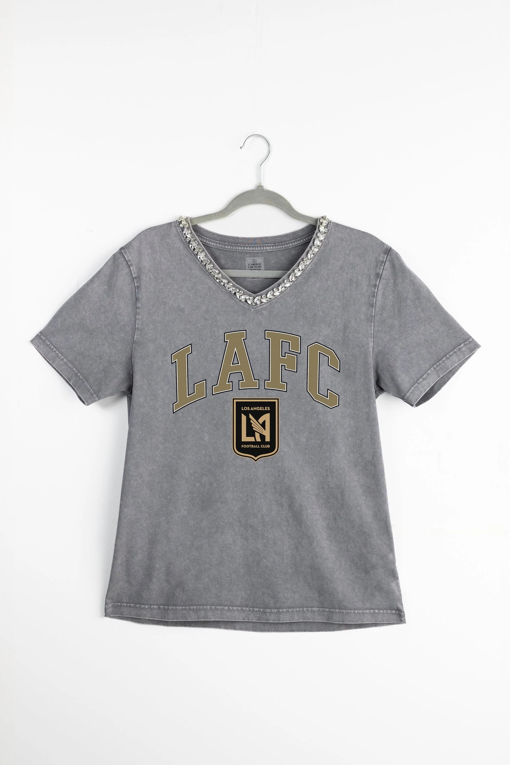 LOS ANGELES FC ICONIC EDGE RHINESTONE TRIM V-NECK TEE - Image 8