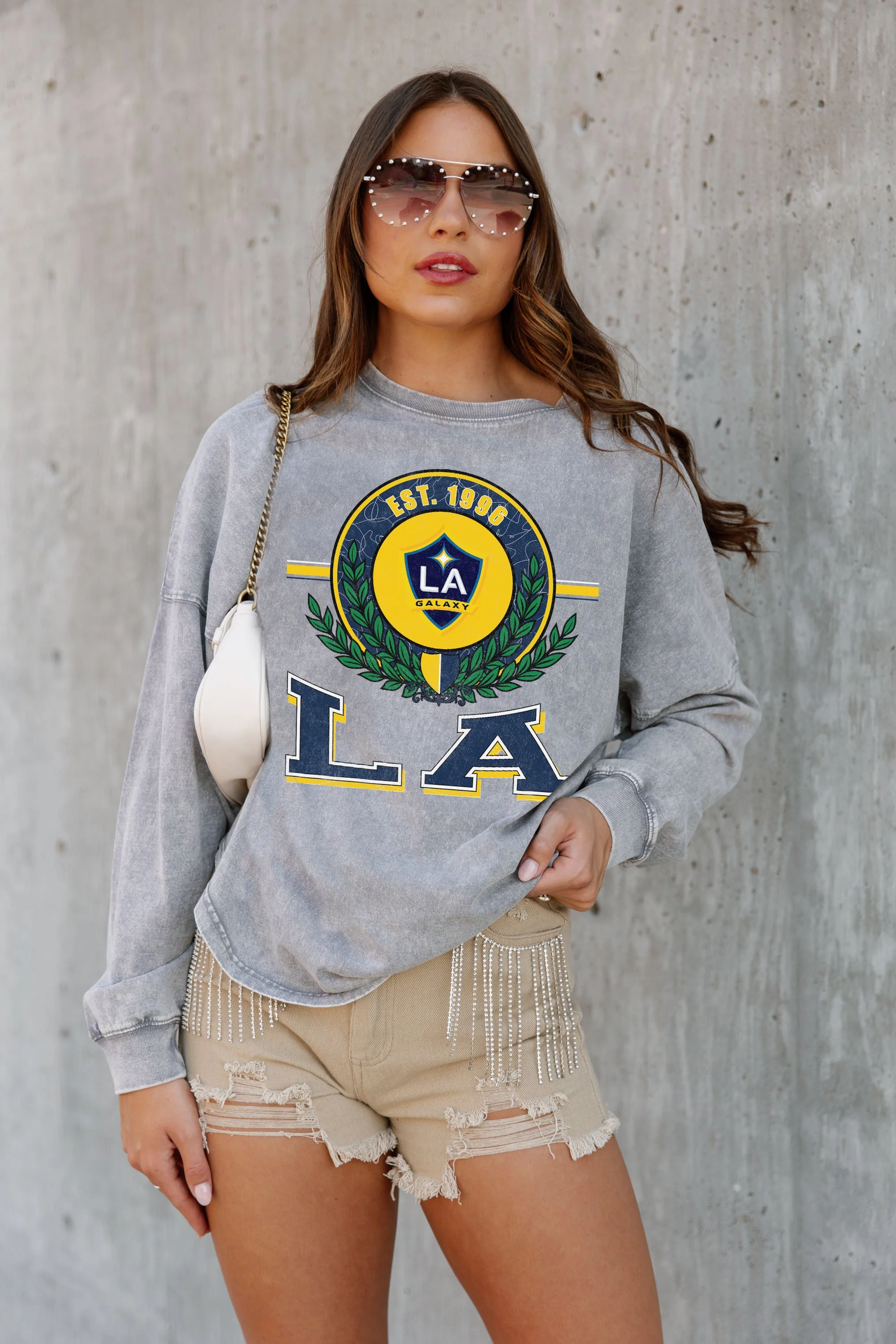 LOS ANGELES GALAXY Goal Oriented Faded Wash Pullover