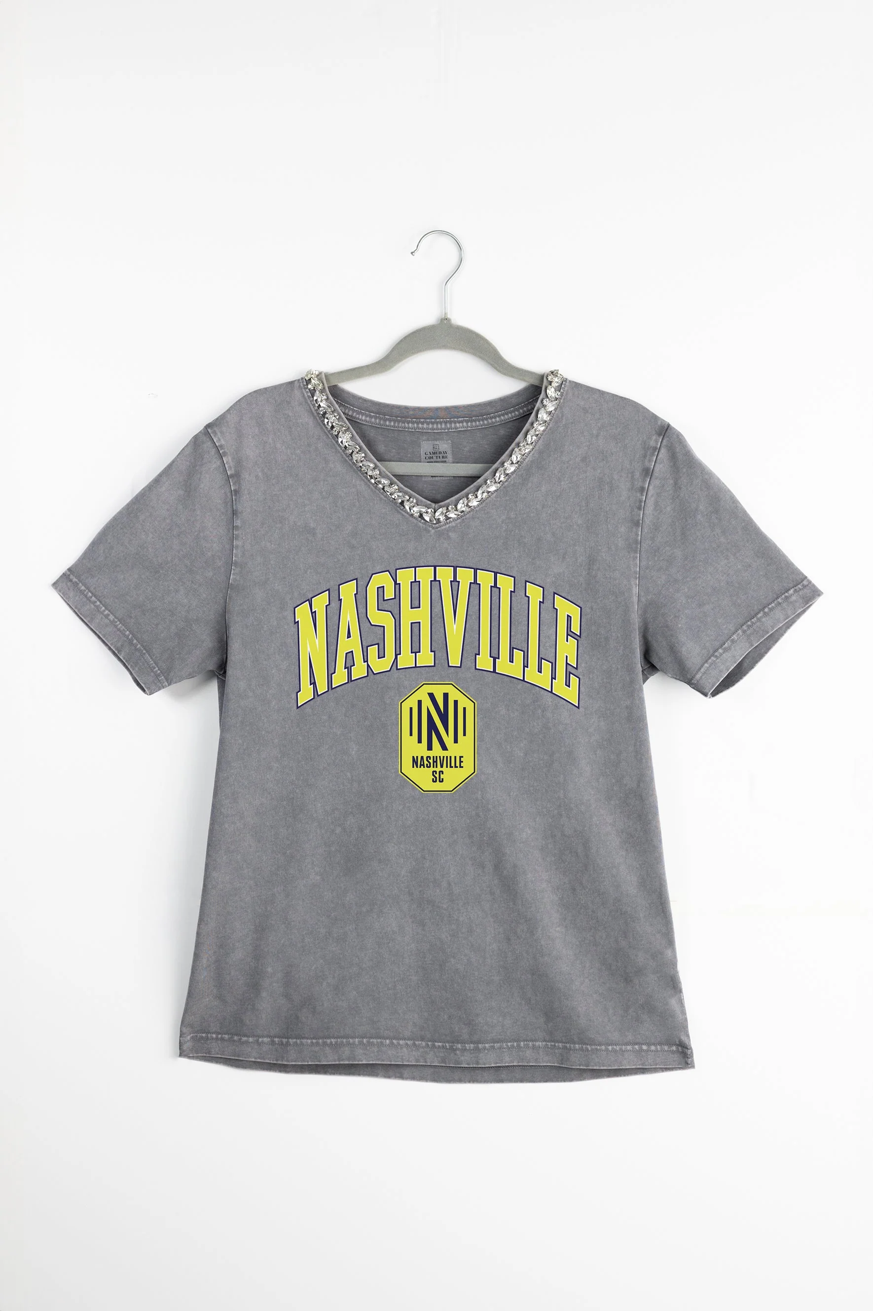 NASHVILLE SC ICONIC EDGE RHINESTONE TRIM V-NECK TEE - Image 8