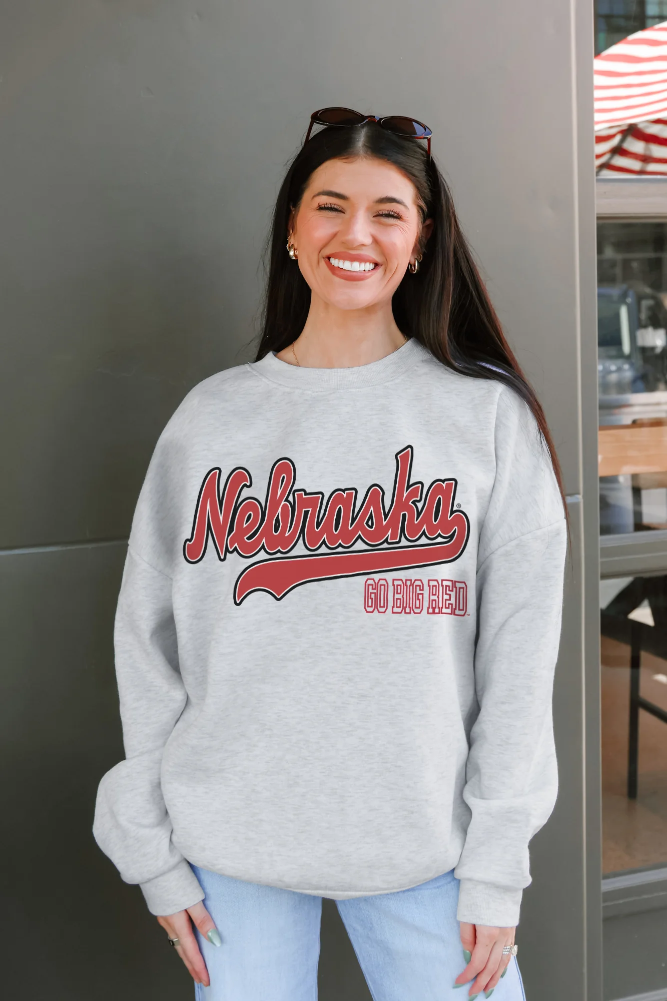 NEBRASKA CORNHUSKERS CLASSIC WIN PREMIUM FLEECE CREWNECK PULLOVER