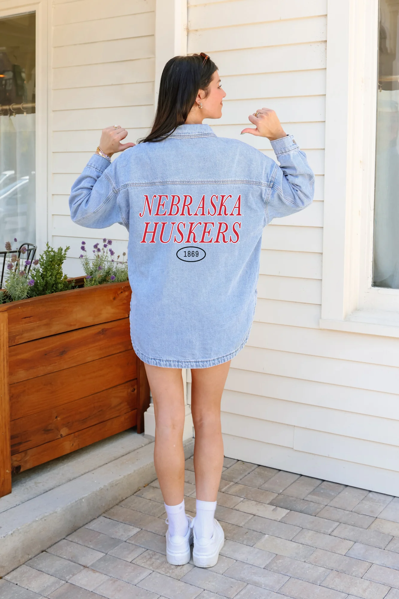 NEBRASKA CORNHUSKERS OVERSIZED DENIM JACKET - Image 3