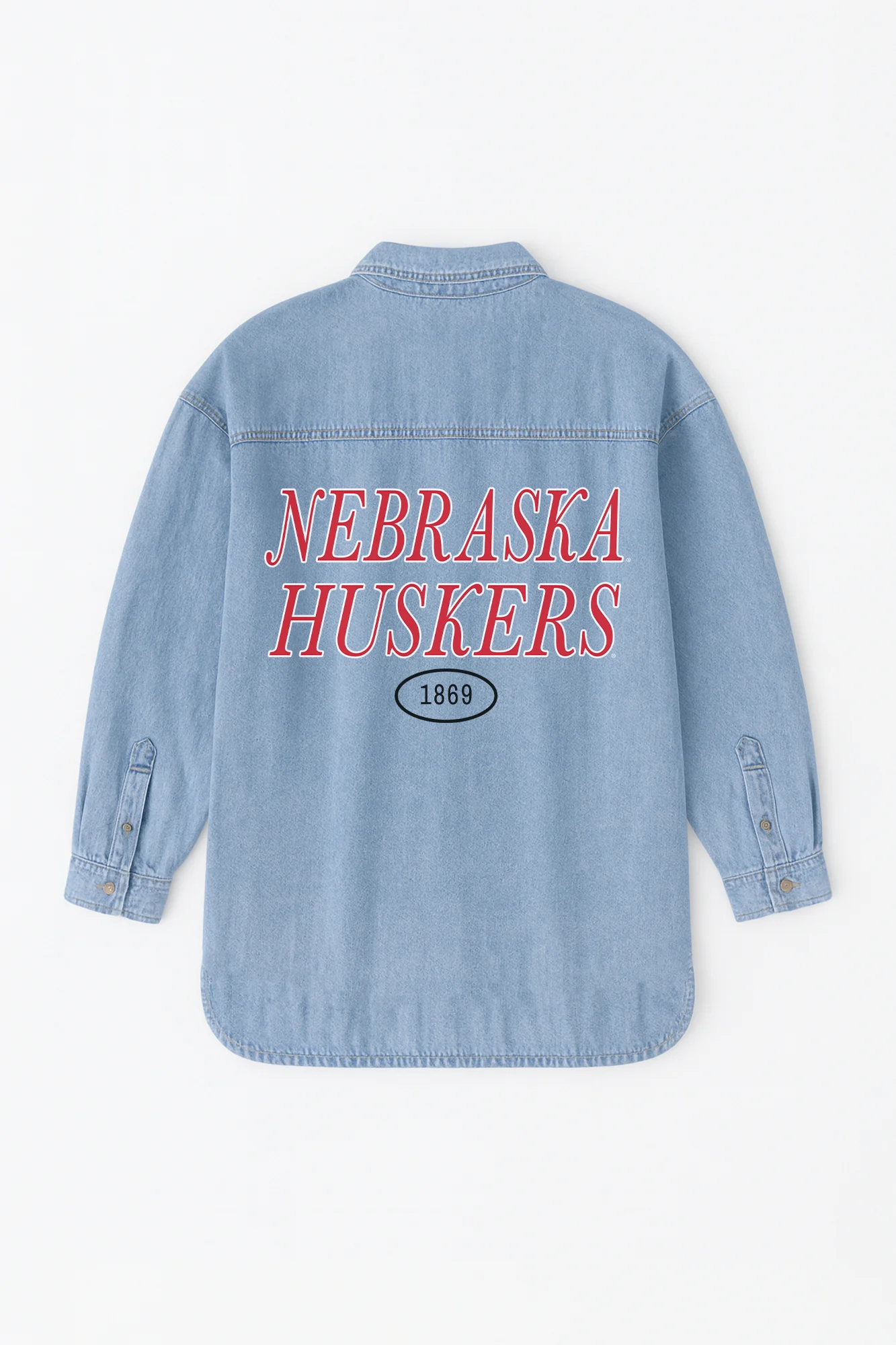 NEBRASKA CORNHUSKERS OVERSIZED DENIM JACKET - Image 8