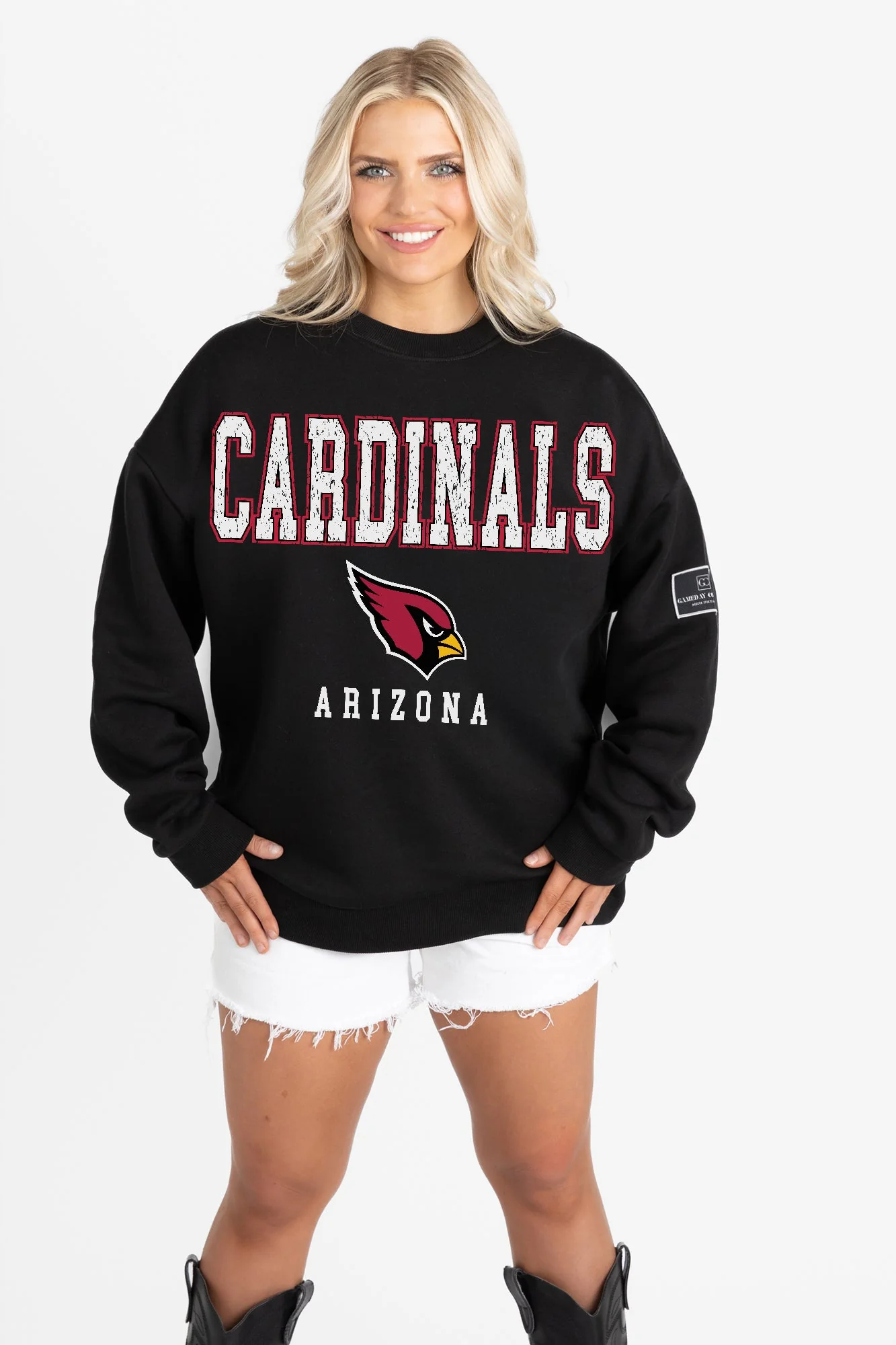 ARIZONA CARDINALS LEVEL UP BLACK LABEL PREMIUM FLEECE CREW SWEATSHIRT - Image 6