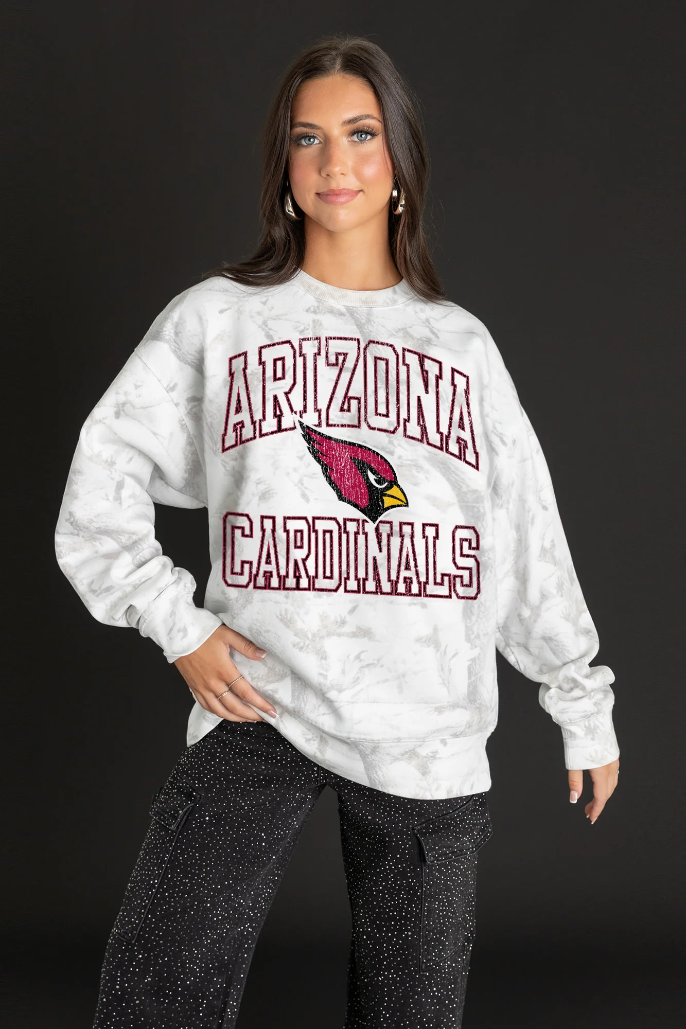 ARIZONA CARDINALS WHITEOUT PREMIUM DROP SHOULDER CAMO PULLOVER