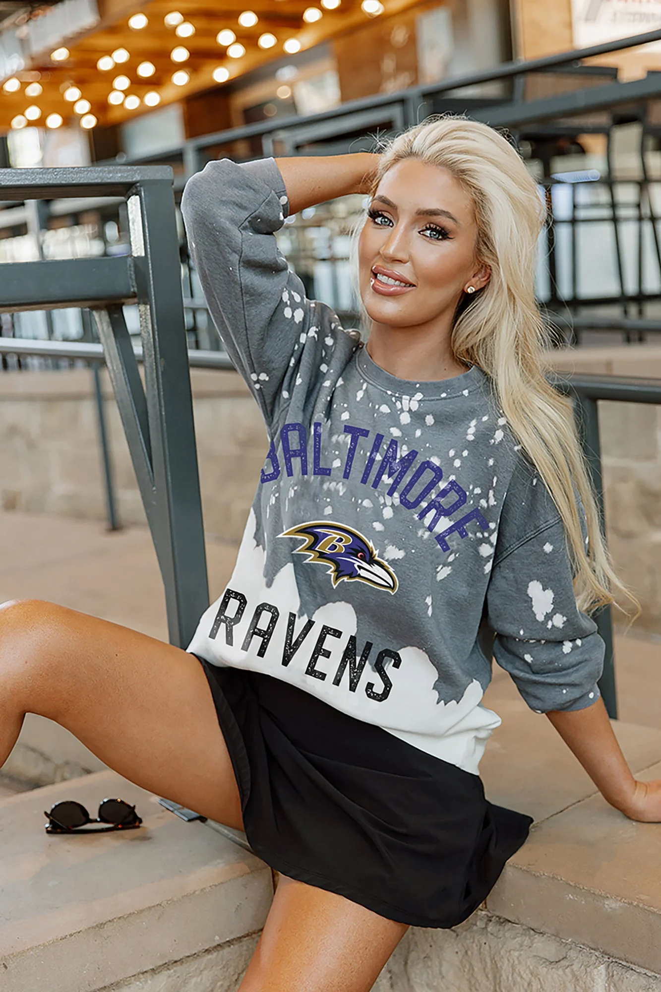 BALTIMORE RAVENS Coin Toss Long-Sleeve French Terry Pullover