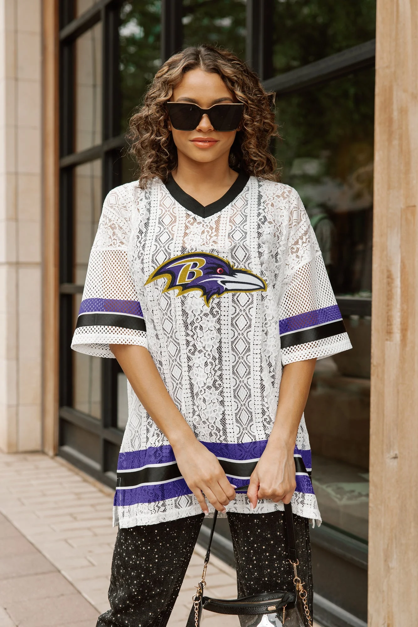 BALTIMORE RAVENS HIGH NOTE LACE FASHION TOP - Image 2