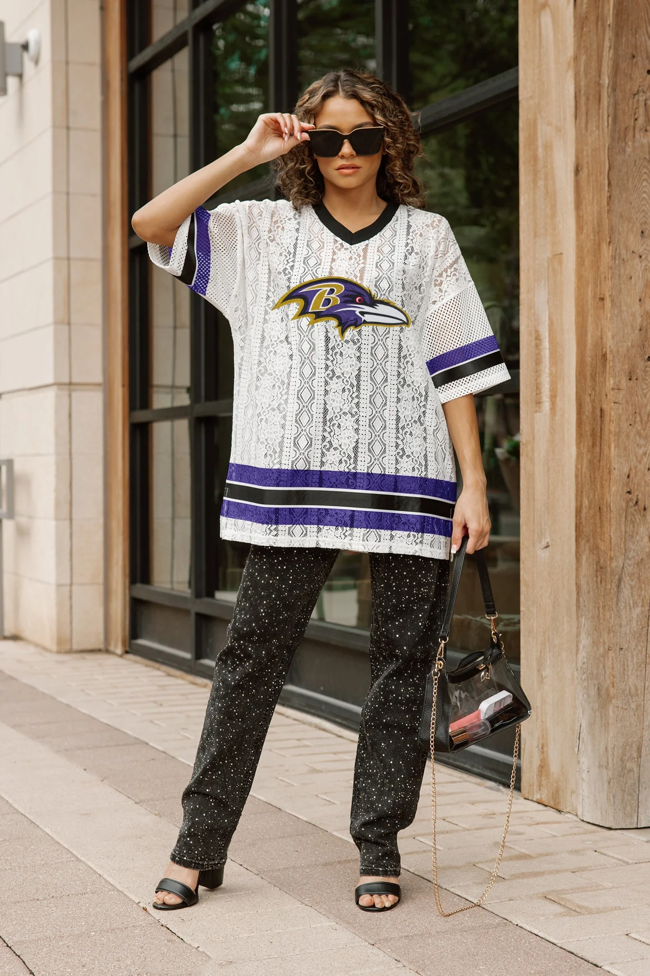 BALTIMORE RAVENS HIGH NOTE LACE FASHION TOP - Image 3