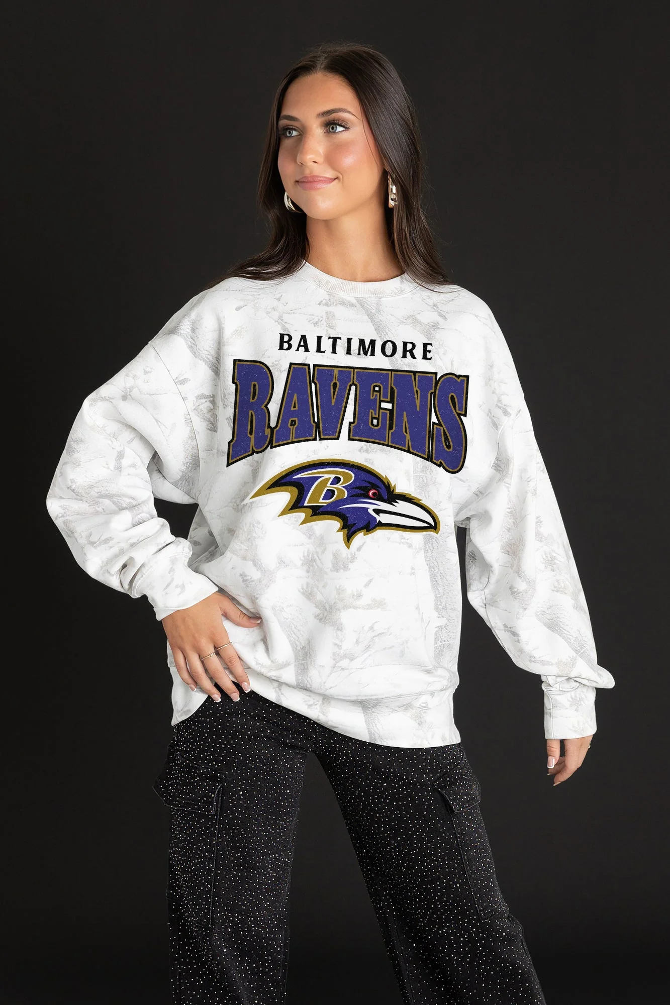 BALTIMORE RAVENS RALLY READY PREMIUM DROP SHOULDER CAMO PULLOVER