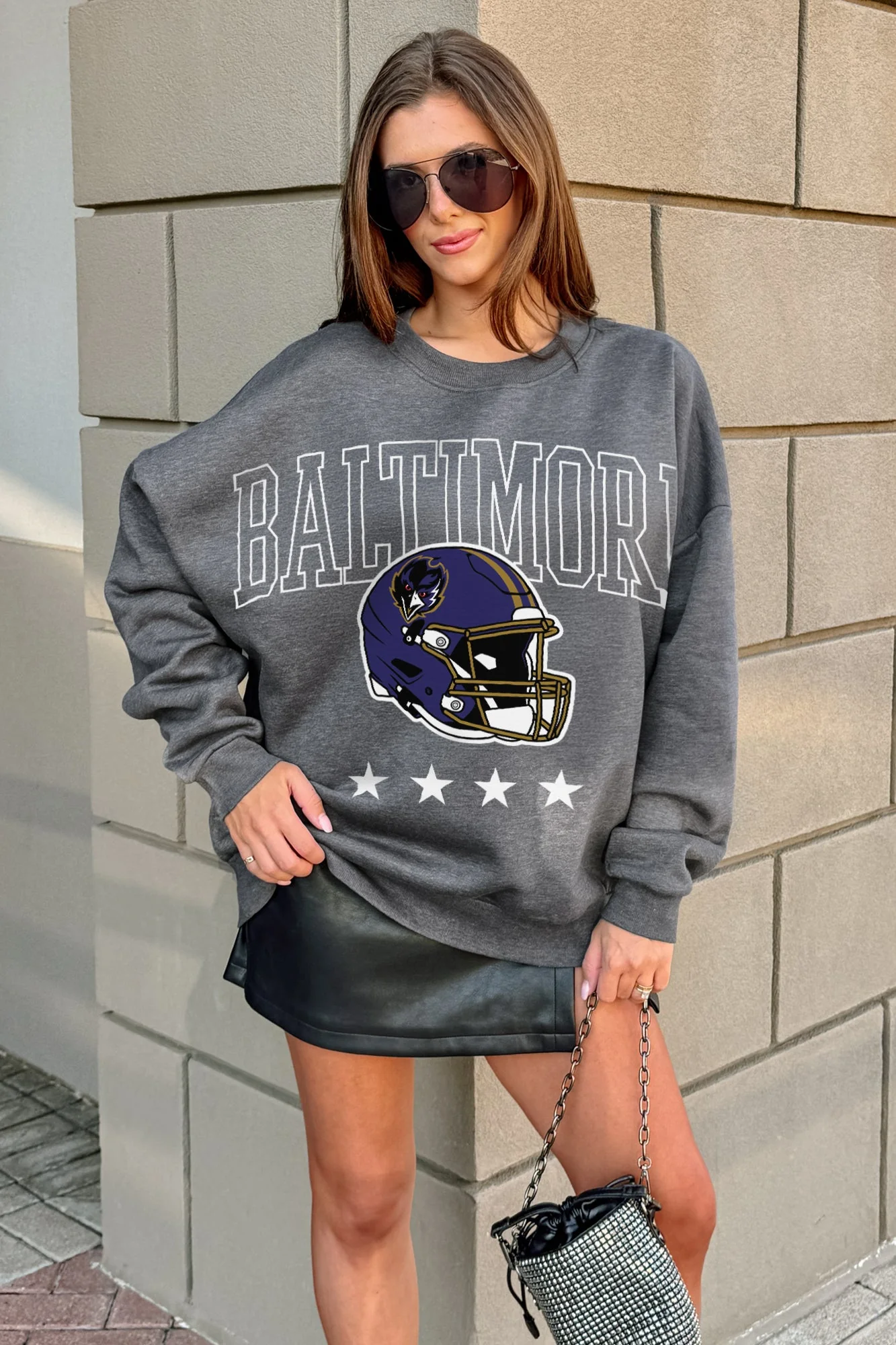 BALTIMORE RAVENS RISING STAR PREMIUM FLEECE CREWNECK PULLOVER - Image 2