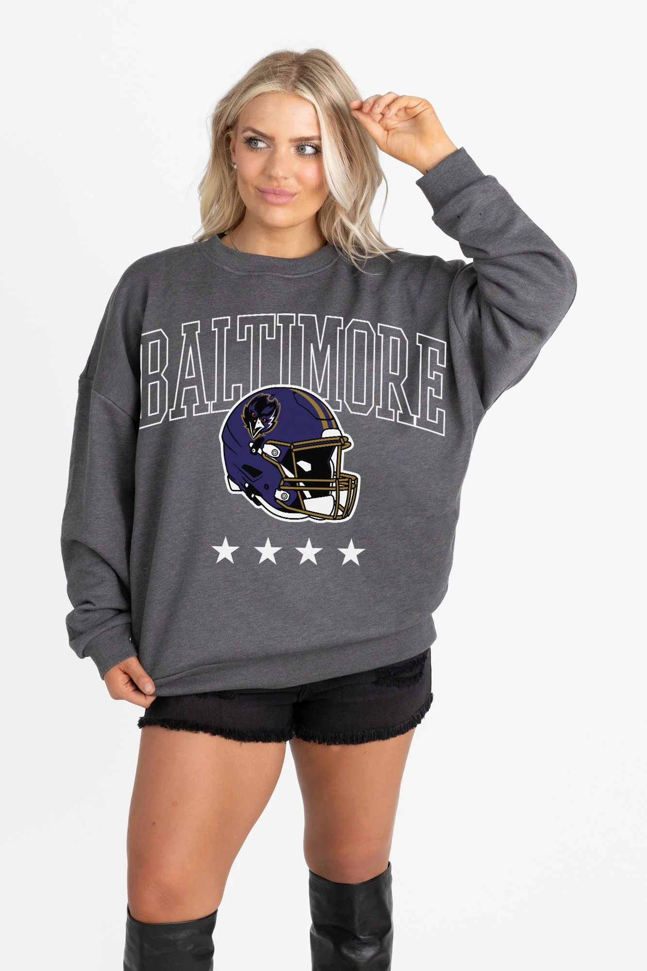 BALTIMORE RAVENS RISING STAR PREMIUM FLEECE CREWNECK PULLOVER - Image 6