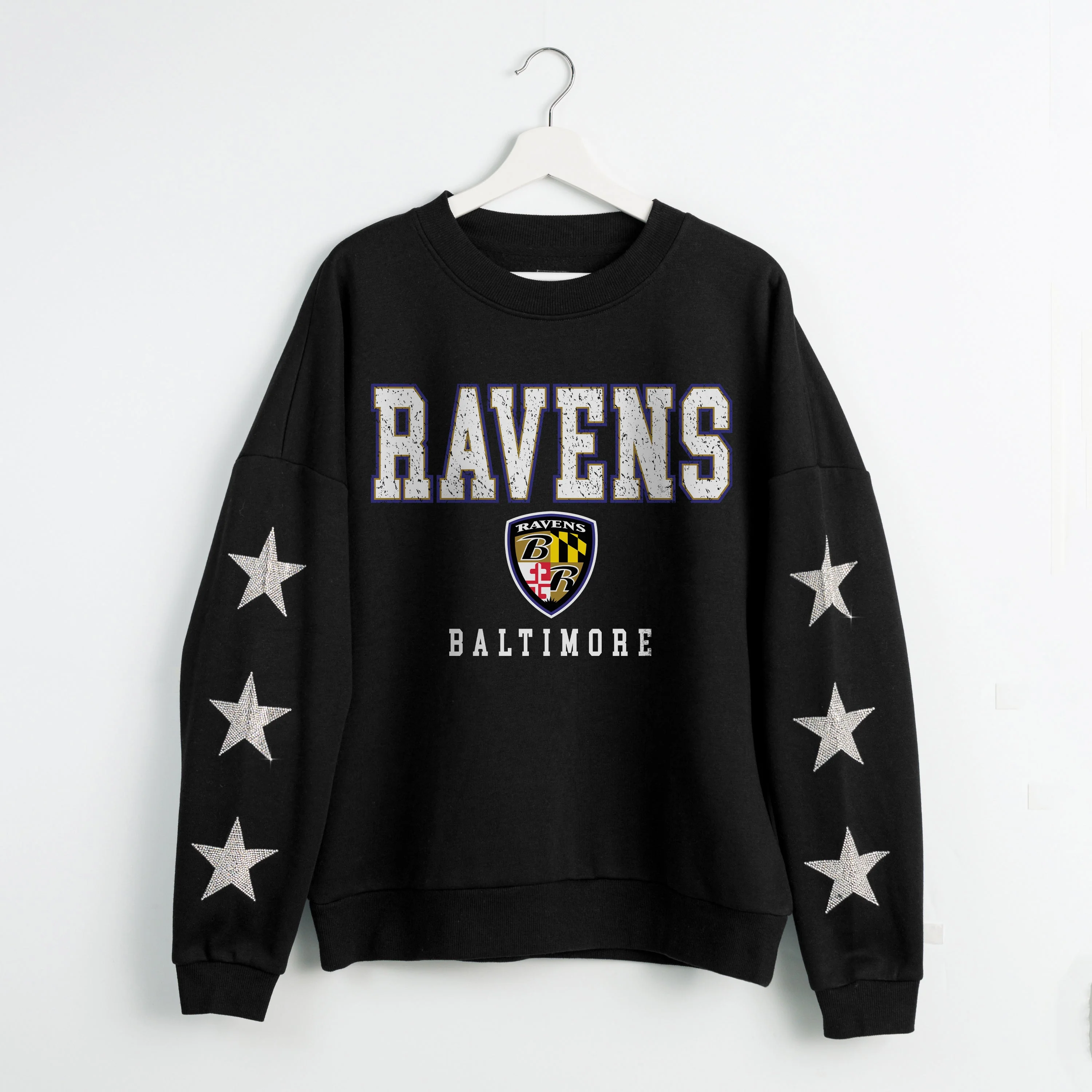 BALTIMORE RAVENS VELOCITY STAR EMBELLISHED CREW SWEATSHIRT - Image 8