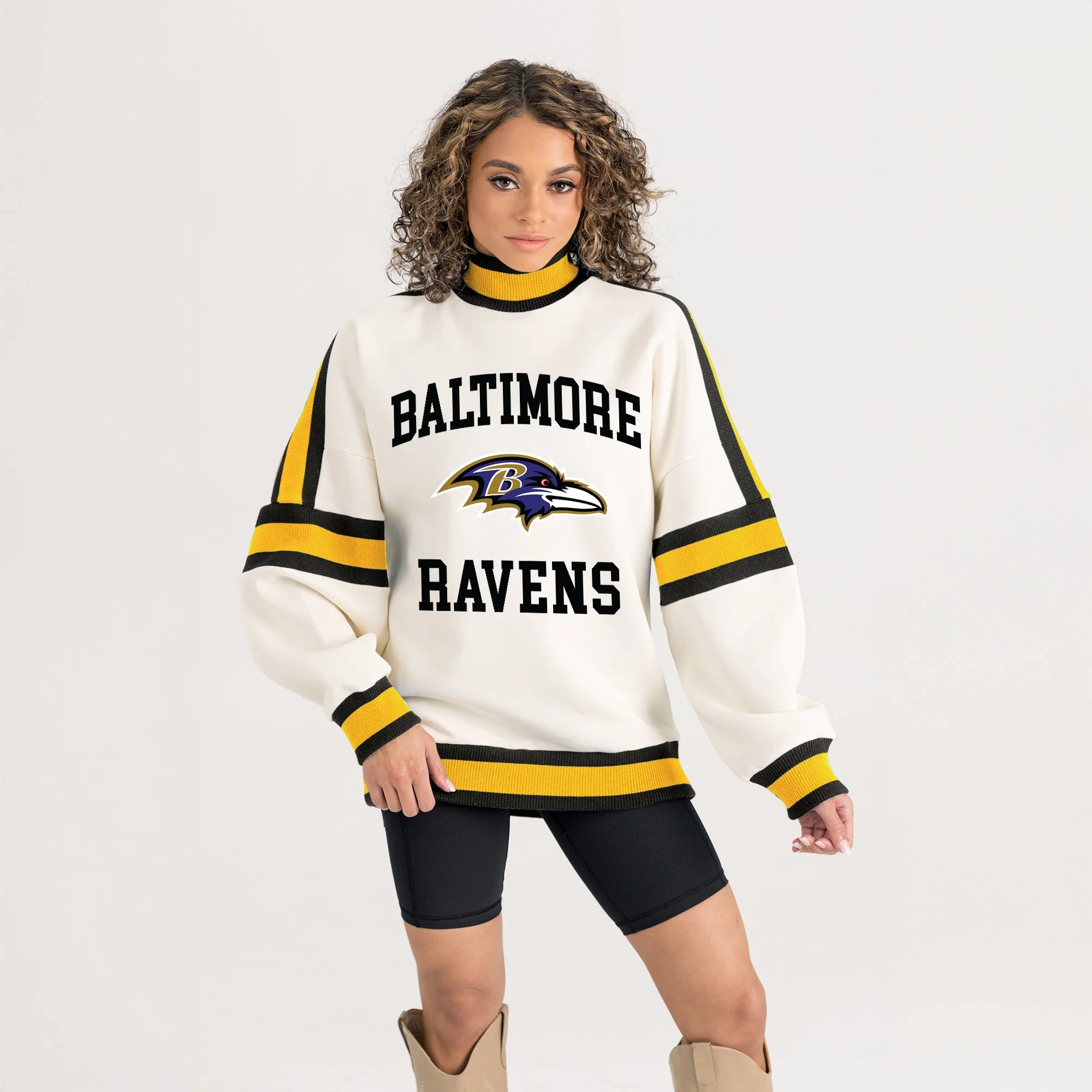 BALTIMORE RAVENS VIVID MOTION COLORBLOCK TURTLENECK PULLOVER - Image 5