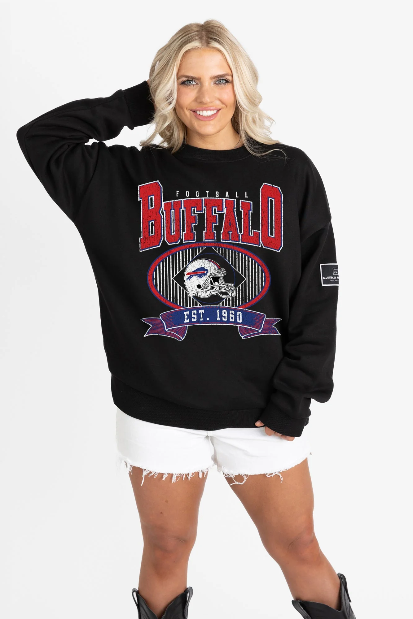 BUFFALO BILLS BOLD CHEERS BLACK LABEL PREMIUM FLEECE CREW SWEATSHIRT - Image 5