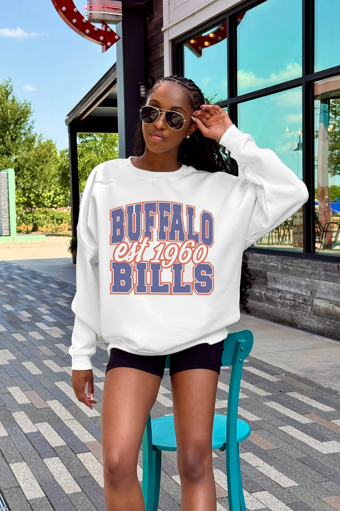 BUFFALO BILLS FADED FORMATION PREMIUM FLEECE CREWNECK PULLOVER - Image 4