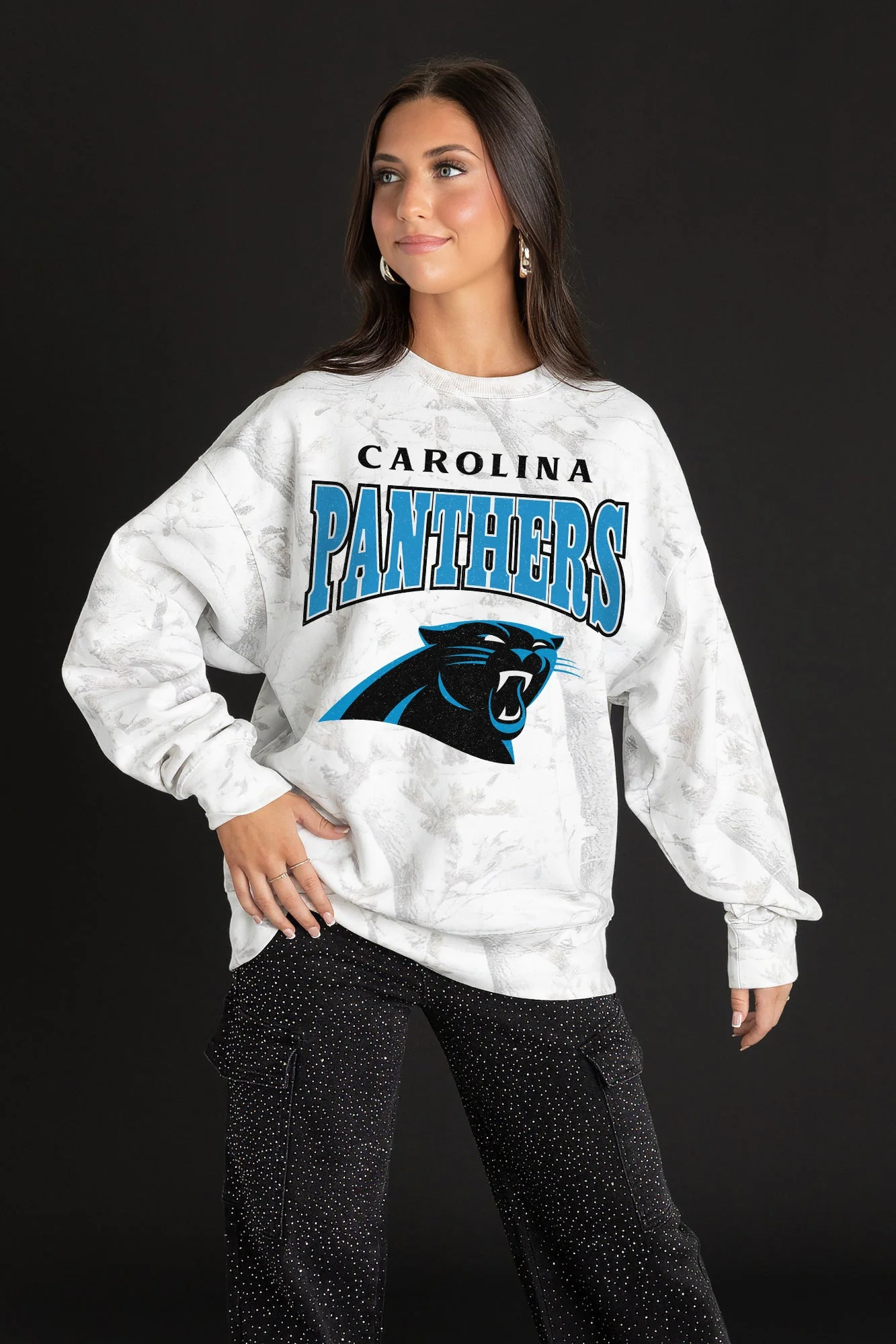 CAROLINA PANTHERS RALLY READY PREMIUM DROP SHOULDER CAMO PULLOVER