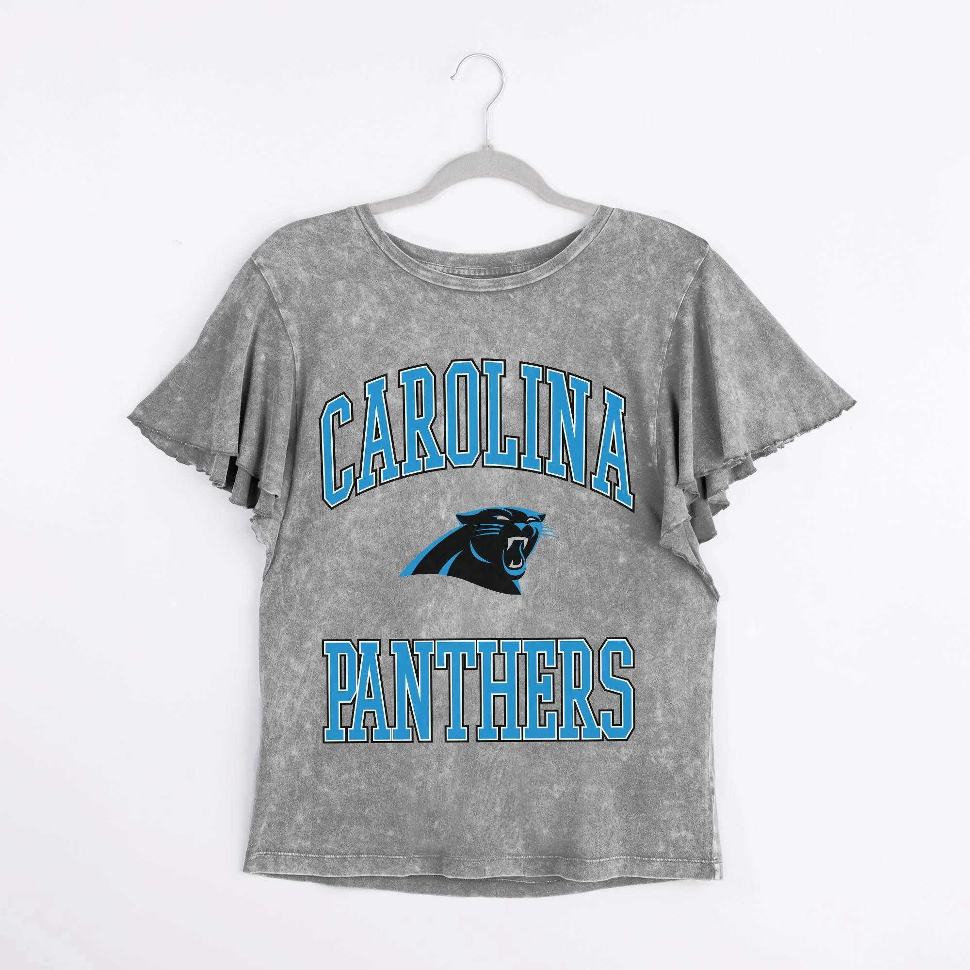 CAROLINA PANTHERS VICTORY MODE FLUTTER SLEEVE TEE IN GREY - Image 6