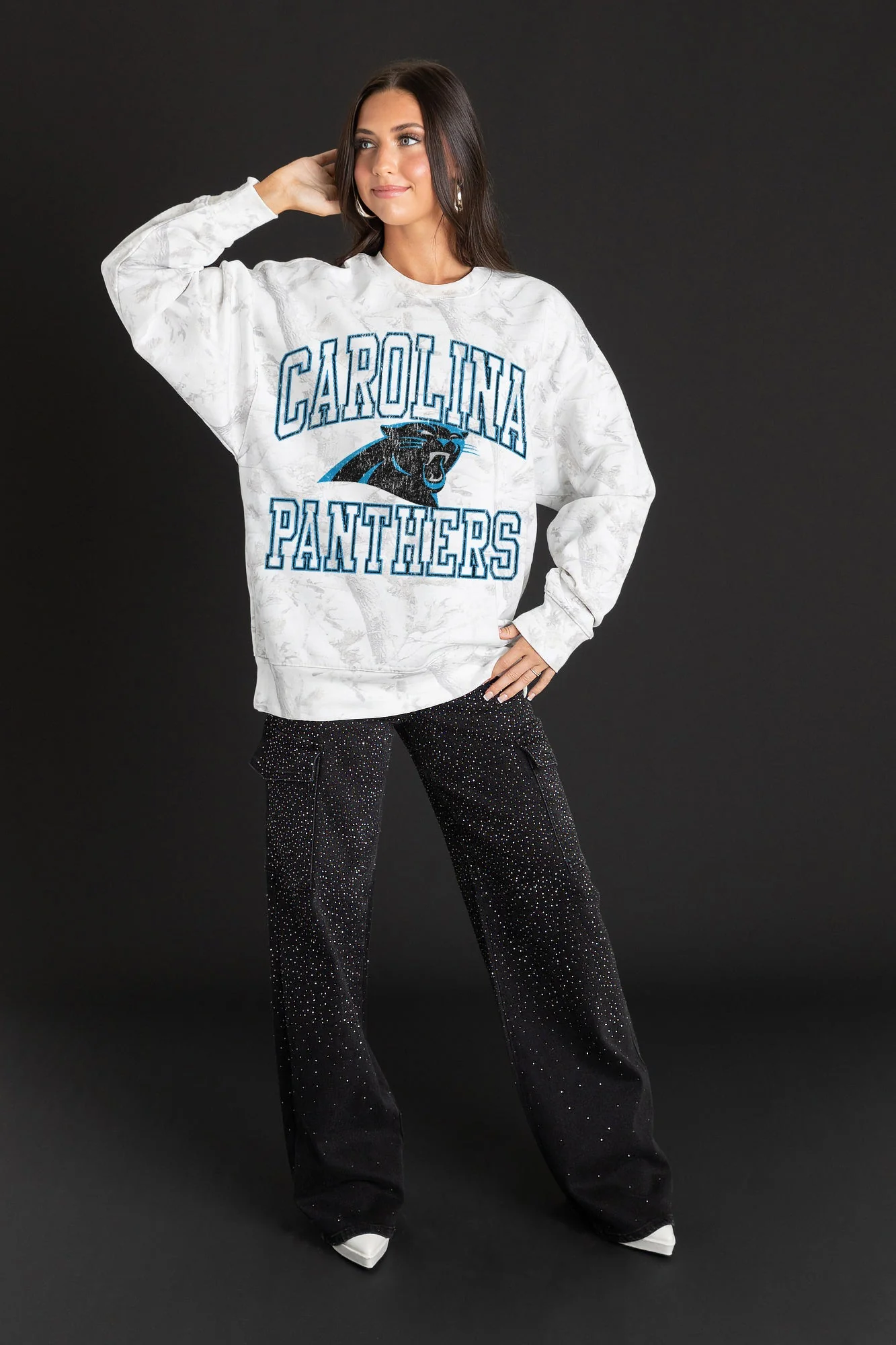 CAROLINA PANTHERS WHITEOUT PREMIUM DROP SHOULDER CAMO PULLOVER - Image 3