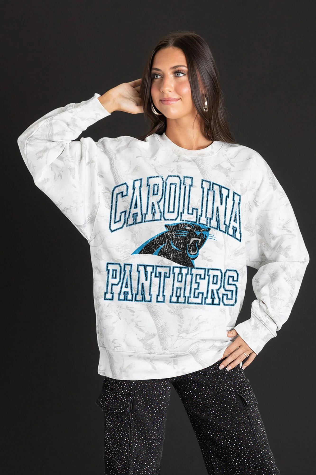 CAROLINA PANTHERS WHITEOUT PREMIUM DROP SHOULDER CAMO PULLOVER - Image 4