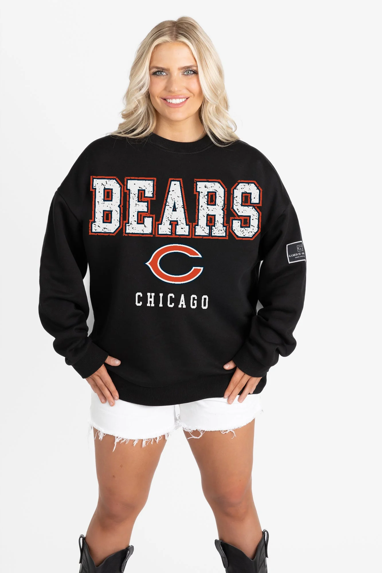 CHICAGO BEARS LEVEL UP BLACK LABEL PREMIUM FLEECE CREW SWEATSHIRT - Image 6