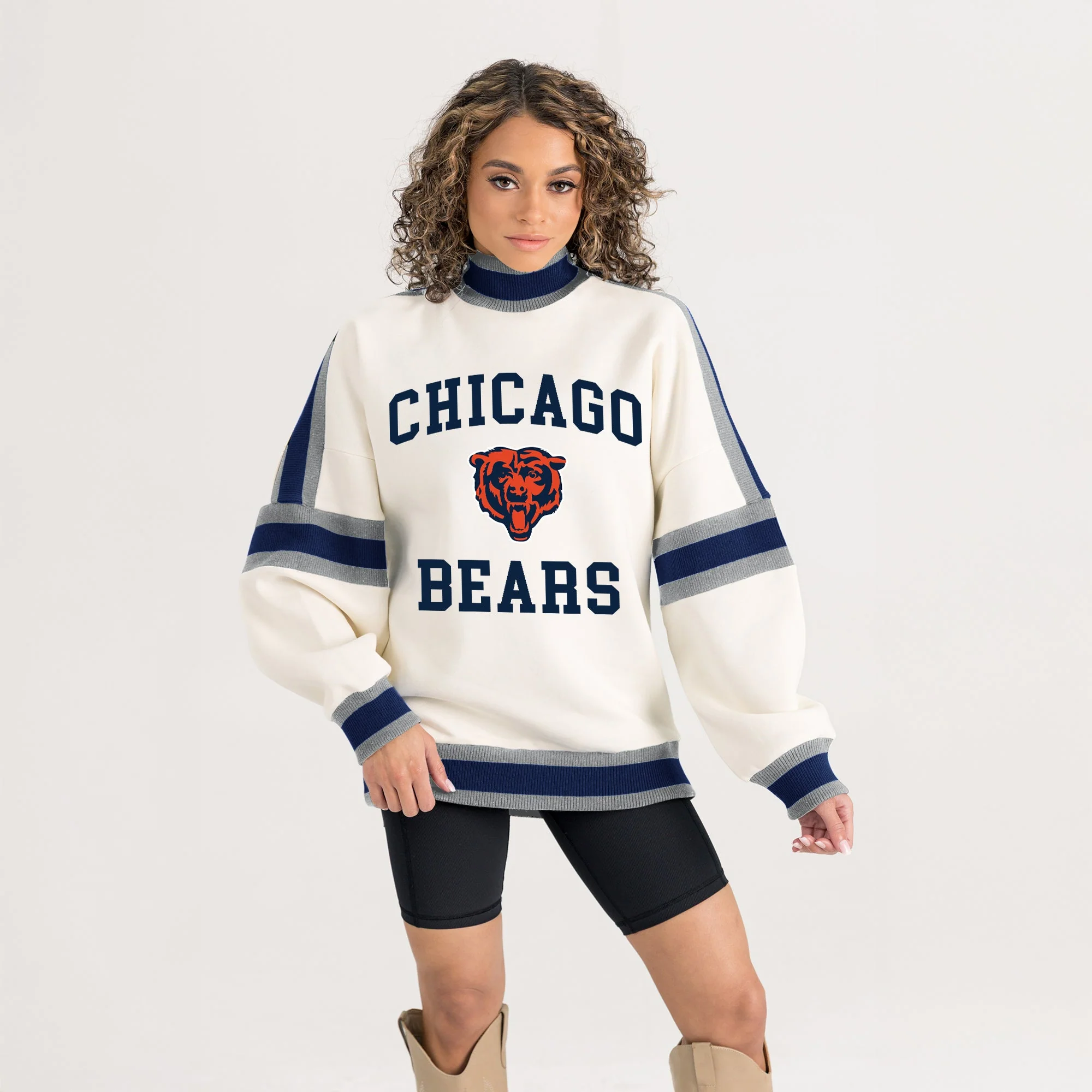 CHICAGO BEARS VIVID MOTION COLORBLOCK TURTLENECK PULLOVER - Image 5