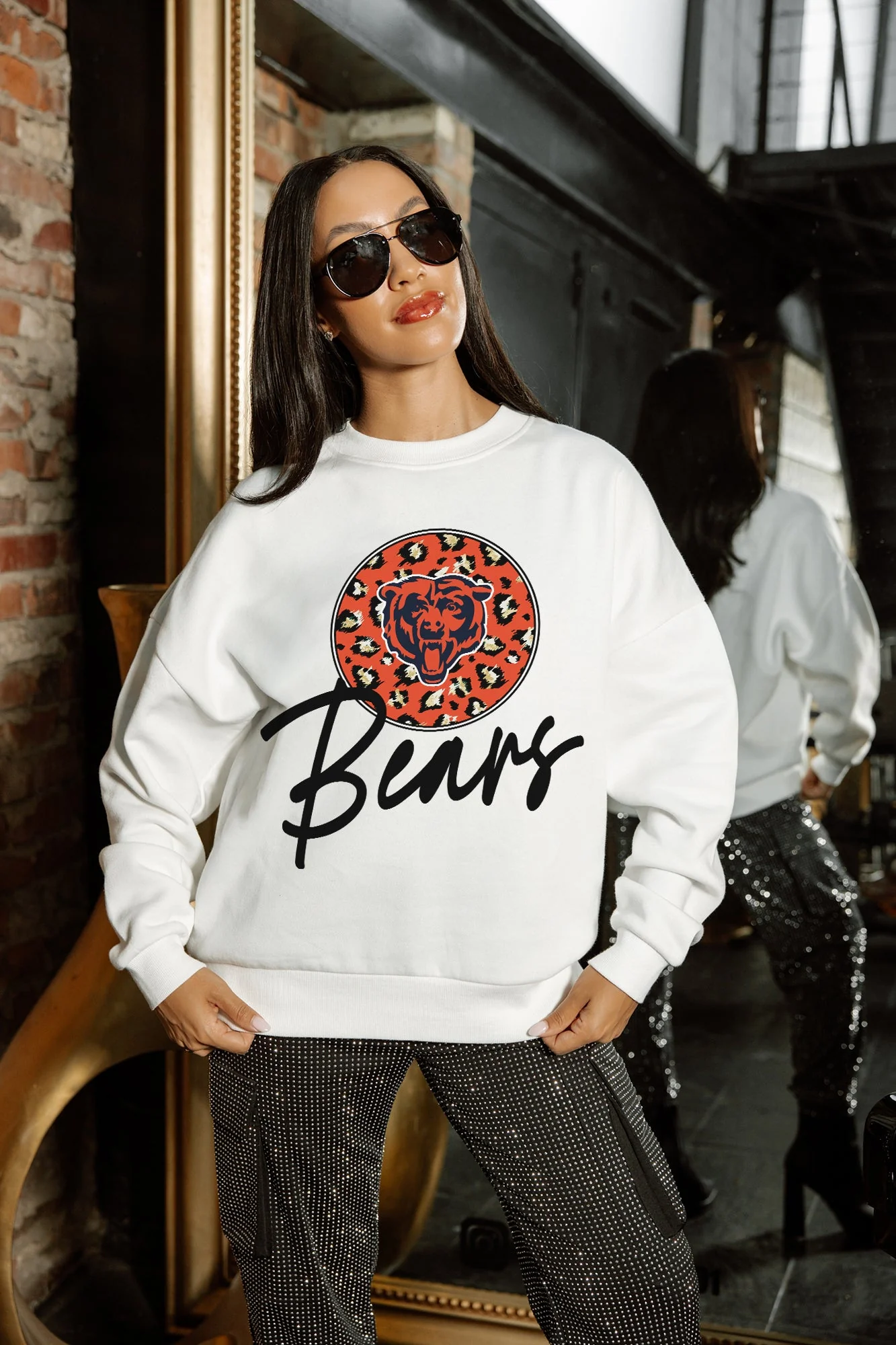CHICAGO BEARS WILD BREAKTHROUGH PREMIUM FLEECE CREWNECK PULLOVER - Image 2