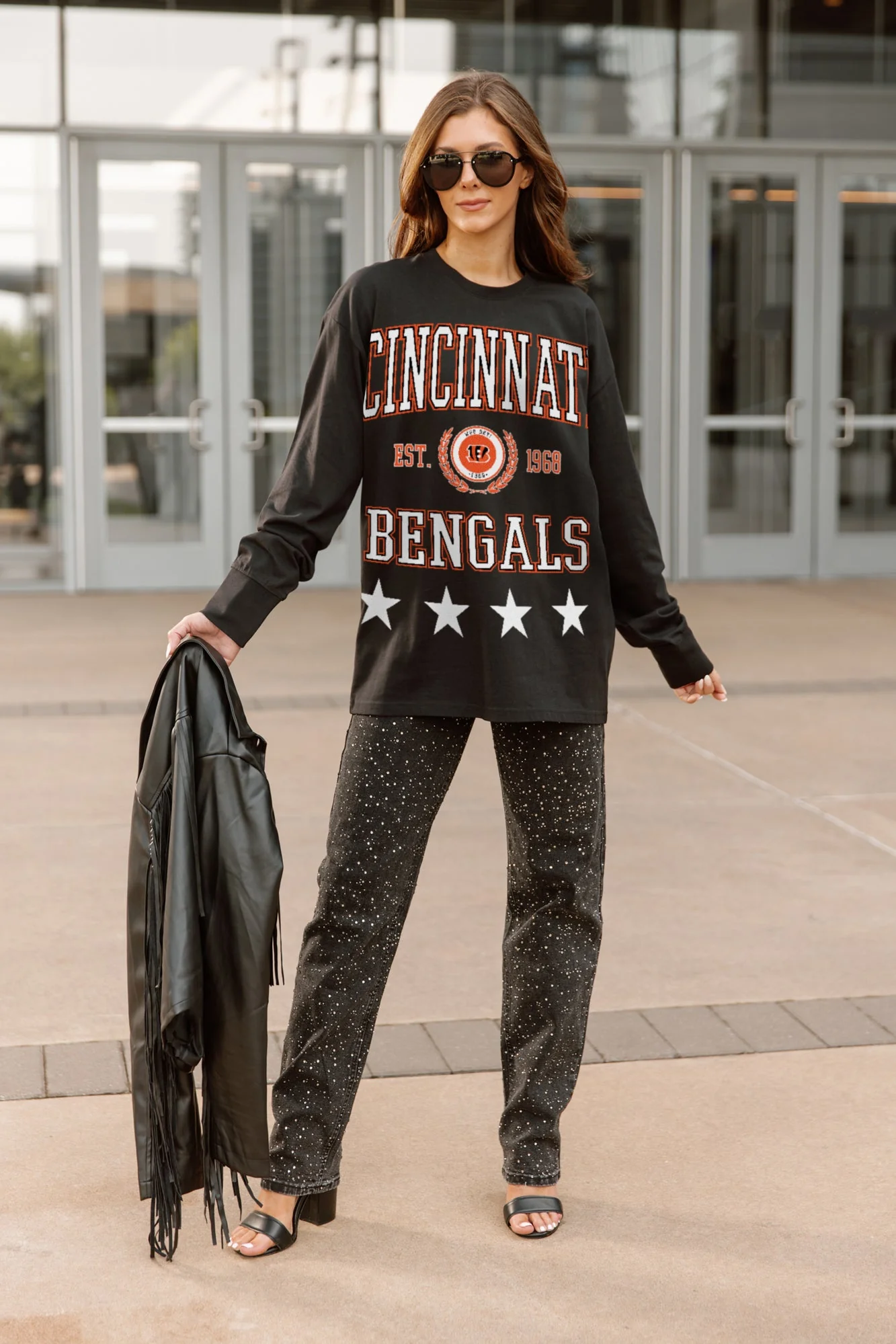 CINCINNATI BENGALS EVERYDAY STAR ESSENTIAL RELAXED FIT LONG SLEEVE TEE