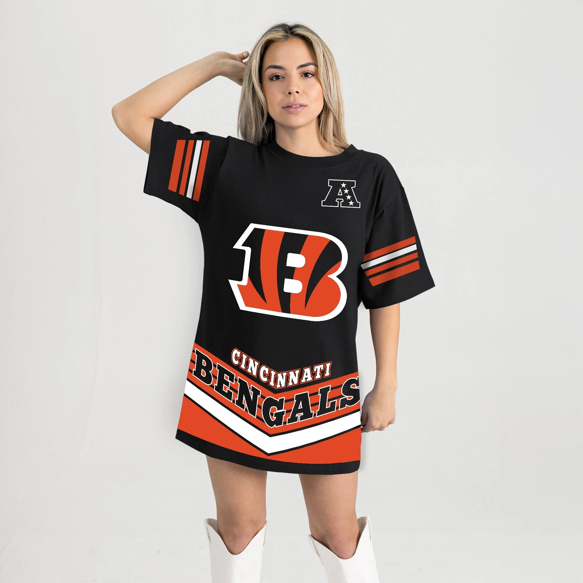 CINCINNATI BENGALS PERFECT SCORE RETRO T-SHIRT DRESS - Image 6